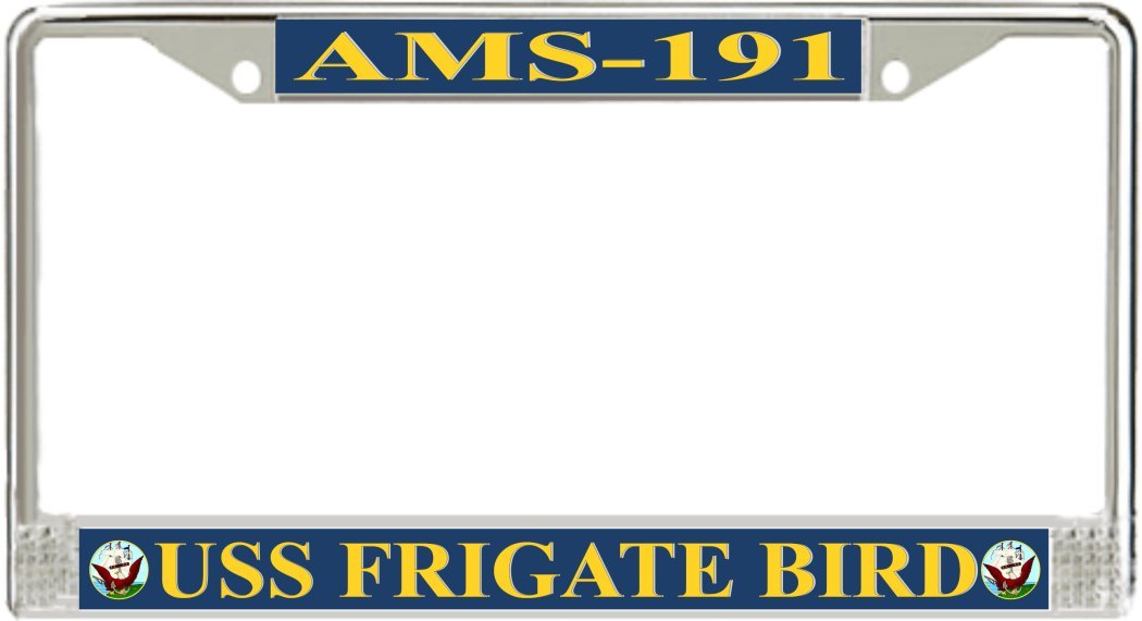 MilitaryBest USS Frigate Bird AMS-191 License Plate Frame - Durable Metal Car License Plate Holder for Navy Veterans & Military Enthusiasts - Perfect for Cars, Trucks & Motorcycles