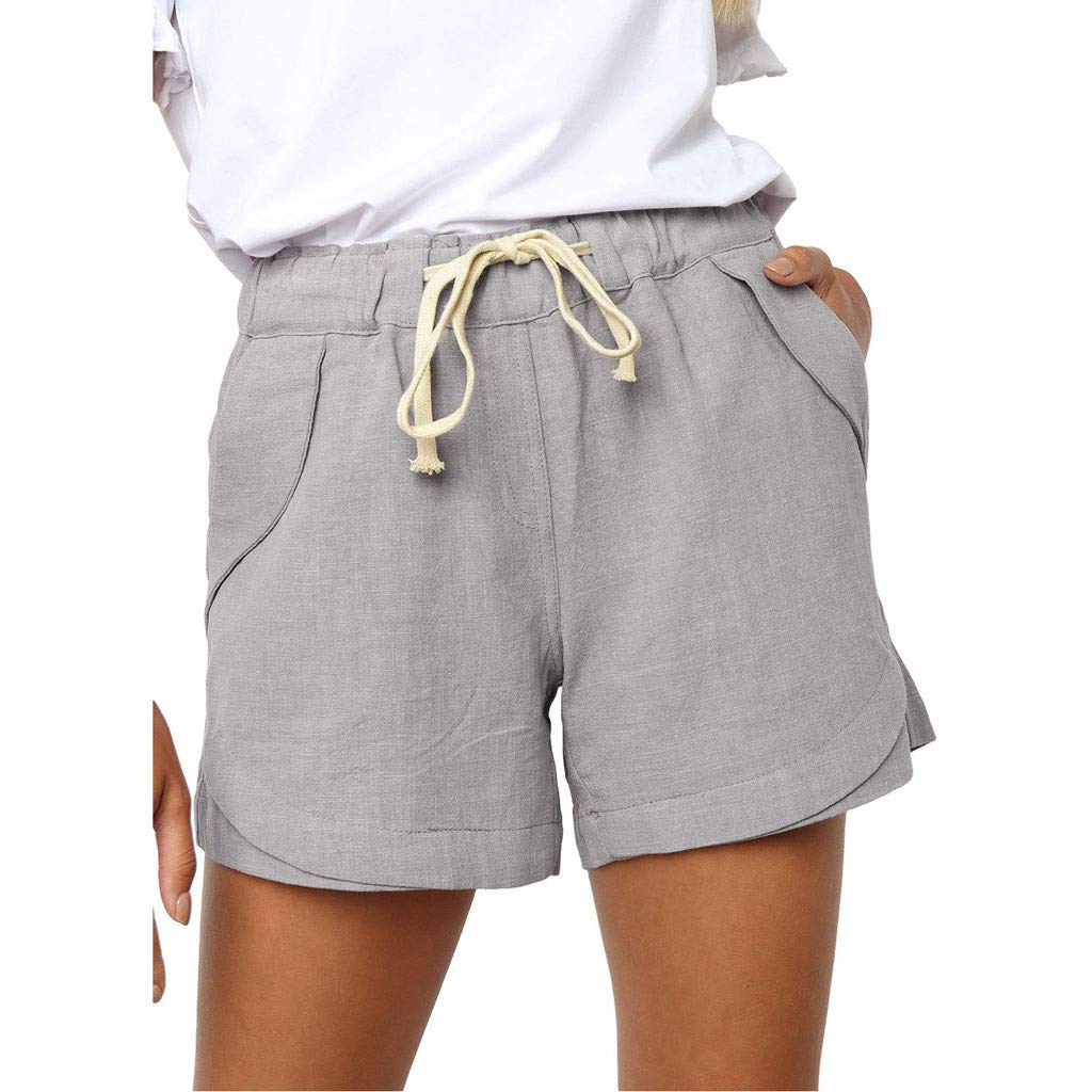 Women's Summer Shorts with Pockets - Comfy Elastic Waist for Casual Wear
