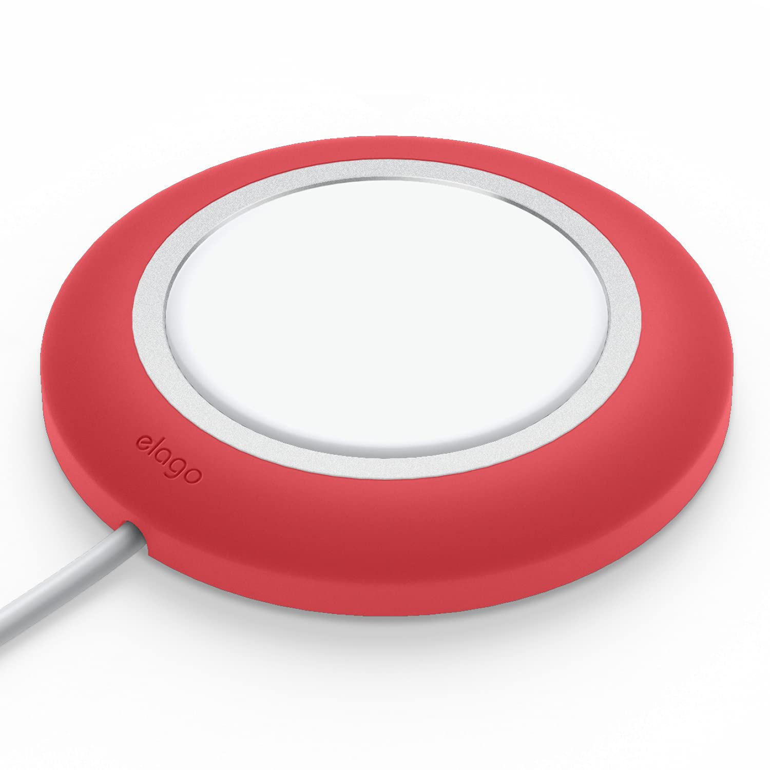 elago Magnetic Charging Pad for iPhone 16/15/14/13/12 & AirPods Pro/3/4 - Secure Anti-Slip MagSafe-Compatible Wireless Charger (Red) | Perfect for Nightstand, Office Desk & Car Dashboard Use