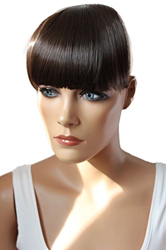 PRETTYSHOP Clip-in Fringe Bangs Hair Extension - Heat Resistant Synthetic Fiber, Brown #10 HF4 | Perfect for Costumes, Cosplay & Everyday Styling