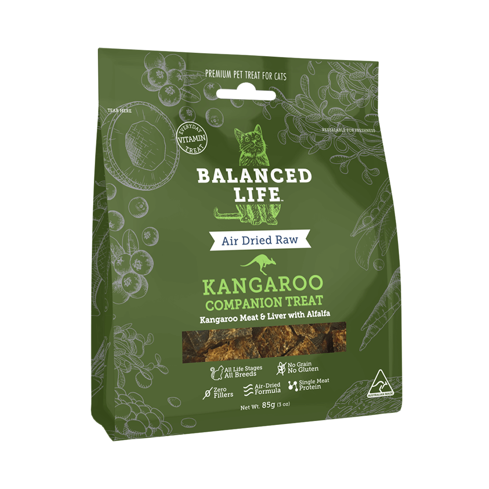 BALANCED LIFE Kangaroo Cat Treats 85g - High-Protein Natural Snacks for Indoor & Outdoor Cats - Perfect for Training, Rewards and Bonding