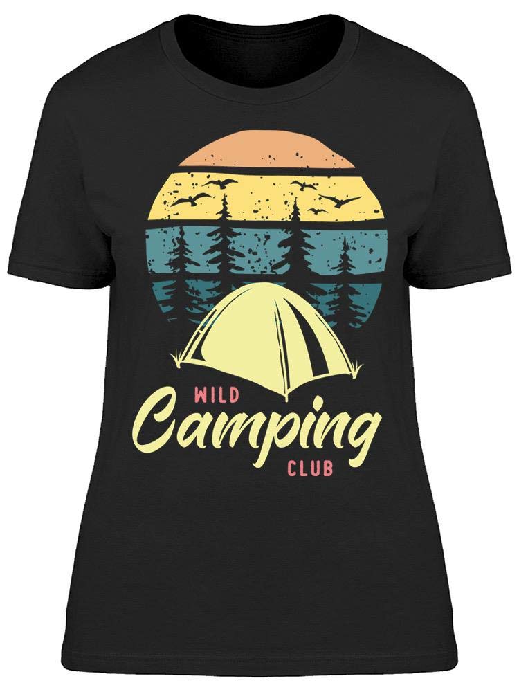 Smartprints Landscape Wild Camping Club T-Shirt for Women - Comfortable & Stylish Outdoor Adventure Tee for Hiking, Camping & Nature Trips