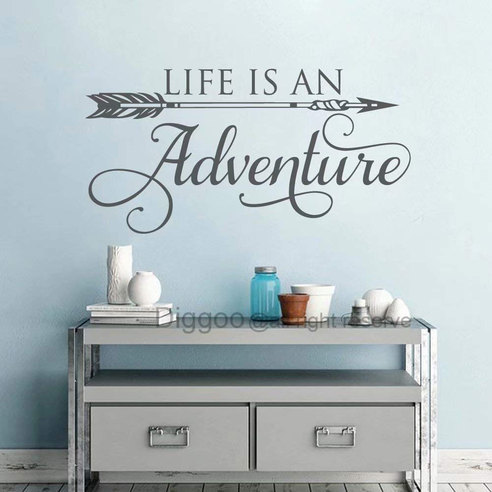 Diggoo Life is an Adventure Vinyl Wall Decal - Inspirational Quote Sticker for Bedroom & Living Room Decor (8.5