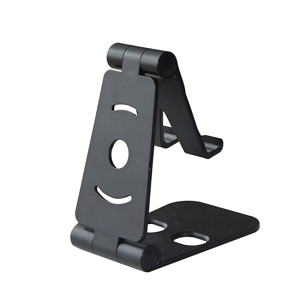 Adjustable Foldable Phone Stand - Universal Desktop Cellphone & Tablet Holder - Portable Plastic Folding Stand (Black) - Perfect for Home, Office, Video Calls & Hands-Free Viewing