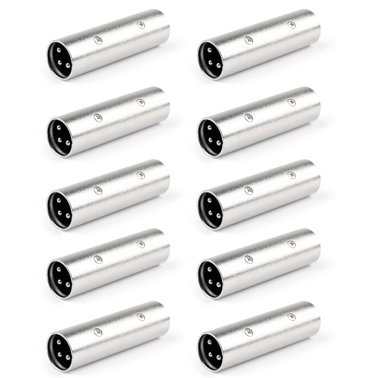 10Pcs XLR Male to XLR Male Microphone Cable Connectors - 3-Pin Professional Audio Adapter Plugs for Studio Equipment, Live Sound & Recording Gear