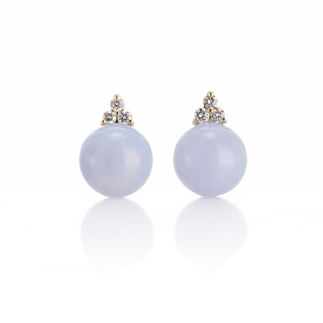 Blue Lace Agate & Diamond Madison Earrings - Elegant Dangle Earrings for Women, Perfect for Weddings, Parties & Special Occasions