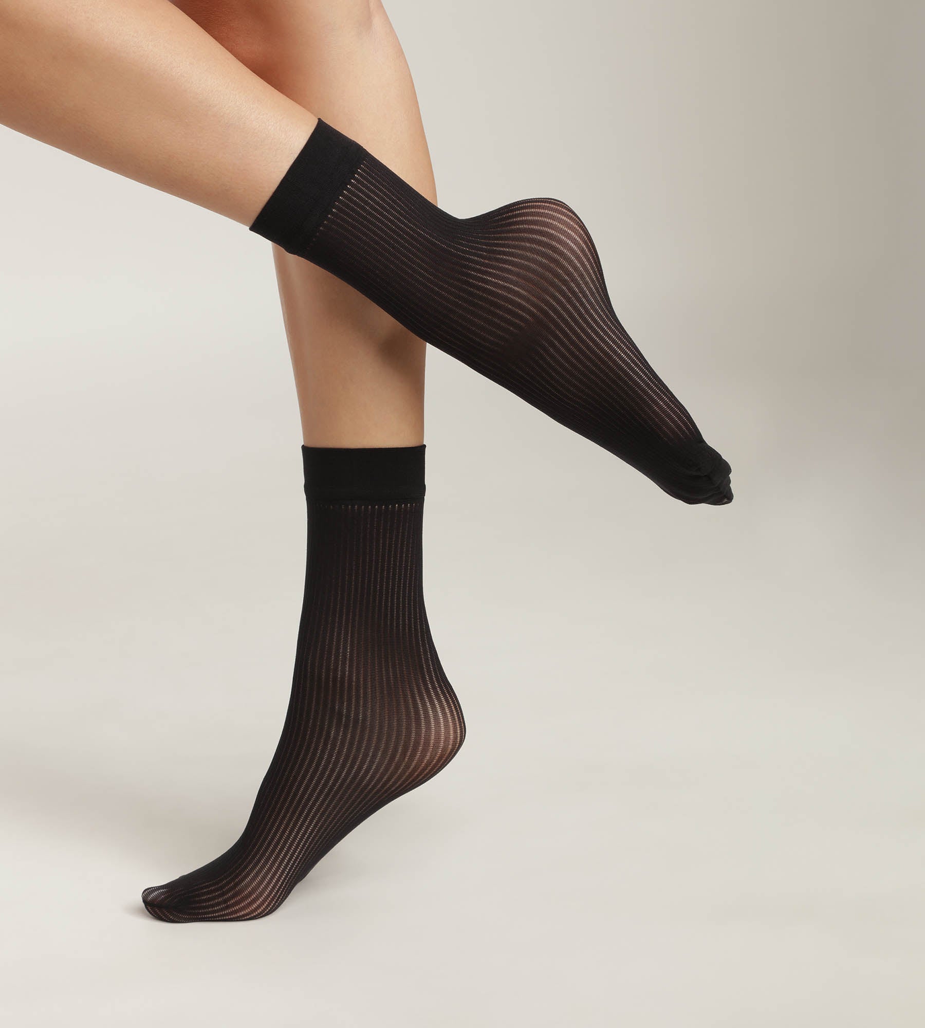 Women's Semi-Sheer Ribbed Voile Socks - Black Dim Style - Comfortable & Stylish for Casual Wear, Office, and Special Occasions