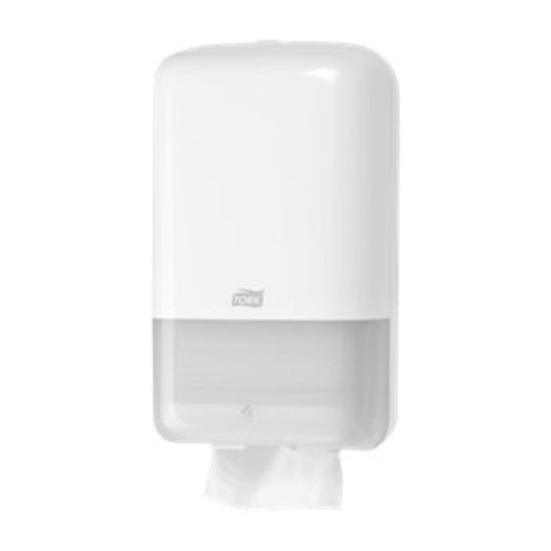 Tork T3 Folded Toilet Paper Dispenser - White Commercial Bathroom Tissue Holder for Restrooms, Offices & Public Spaces (Model 556000)