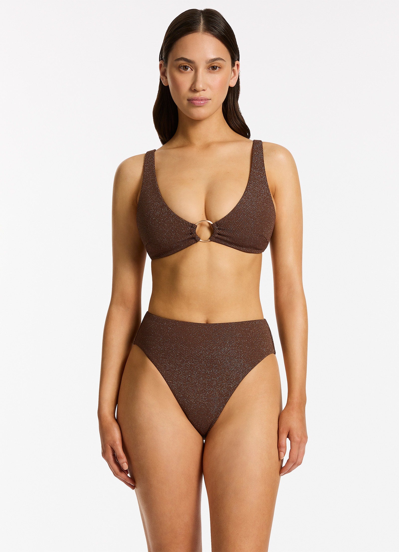 Tirari Nights Triangle Bikini Top - Chocolate Brown Swimwear for Women | Beach Vacation, Pool Party, Summer Fashion