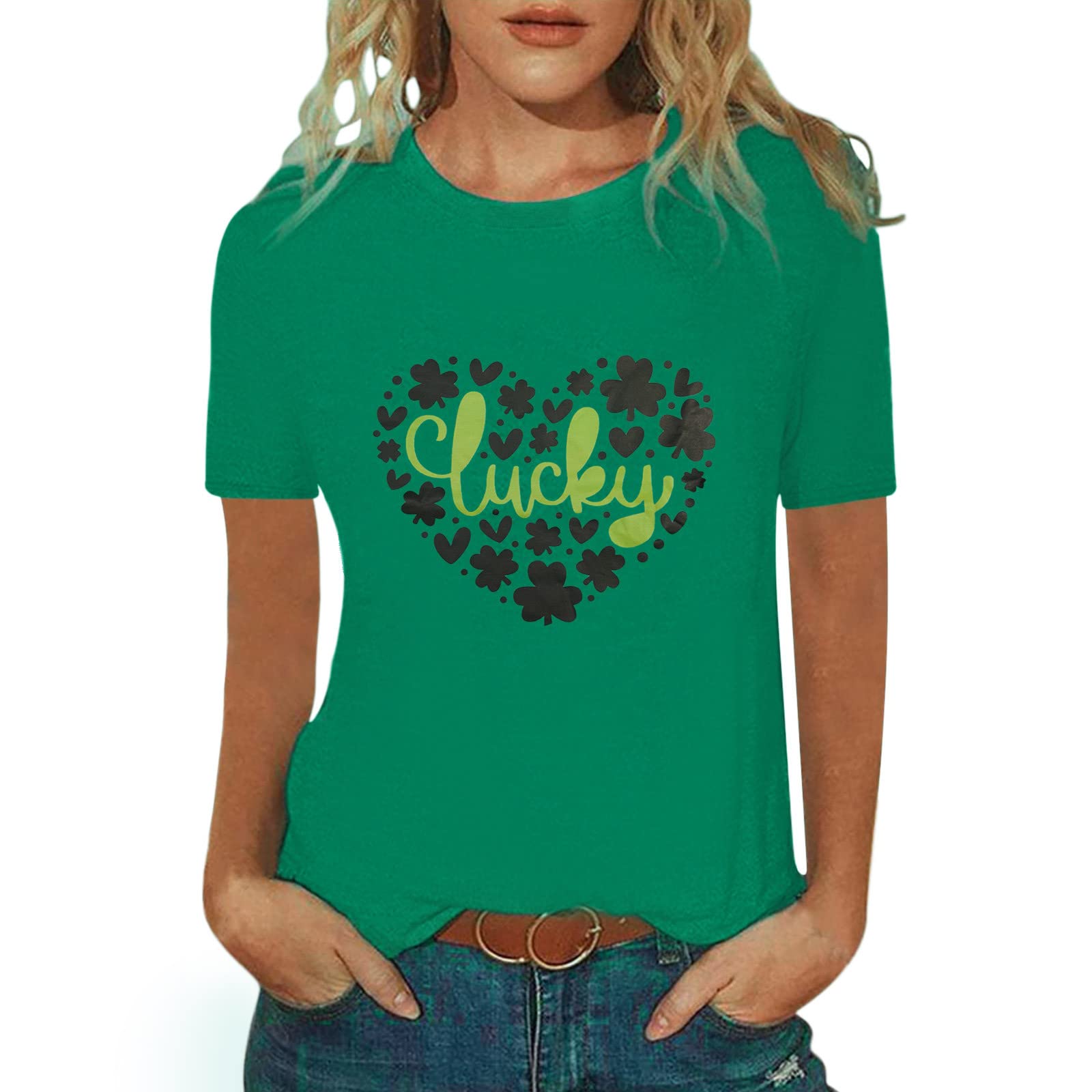 St. Patrick's Day Women's Graphic T-Shirt - Short Sleeve Crew Neck Casual Loose Fit Summer Top | Perfect for Irish Festivals, Pub Crawls & St. Paddy's Day Celebrations