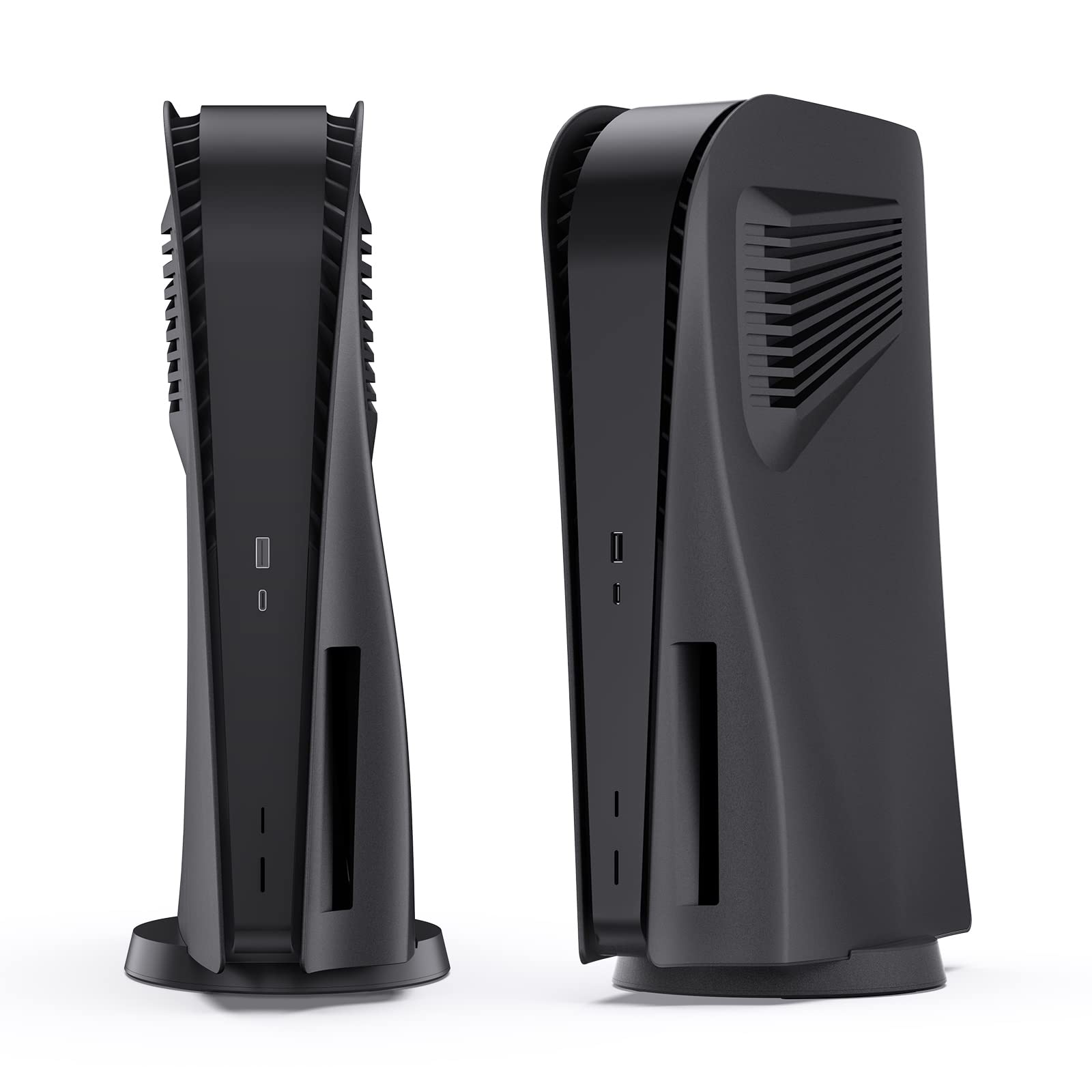 InnoAura PS5 Face Plates for PS5 Disc Edition - Premium ABS Replacement Shell with Cooling Vents, Anti-Scratch & Dustproof Protective Cover (Black) - Perfect for Gaming Setups & Console Protection