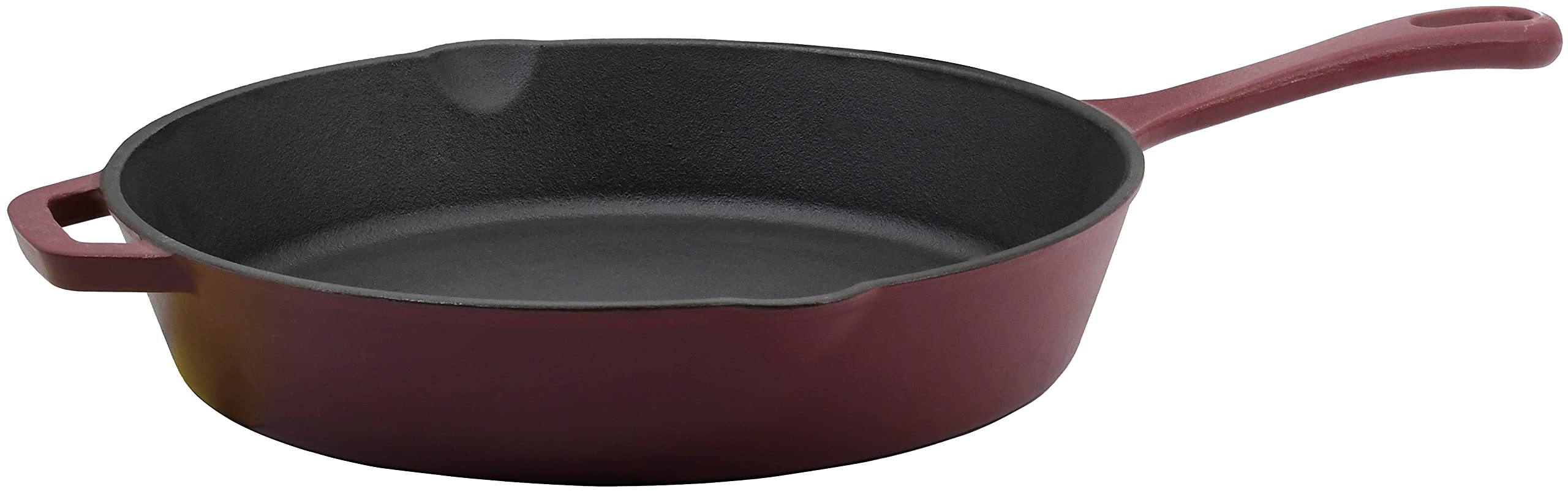 Cuisinart 11 Inch Open Round Cast Iron Skillet - Merlot Red | Pre-Seasoned, Heavy Duty Cookware for Stovetop, Oven & Grill | Perfect for Searing, Frying & Baking