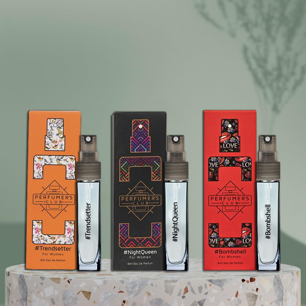 PERFUMERS CLUB All Time Classic Women's Perfume - Long Lasting Fragrance for Women | Trendsetter, Bombshell & Night Queen Scent | 24ML Eau de Parfum Gift Set for Her - Perfect for Date Night, Special Occasions & Daily Wear