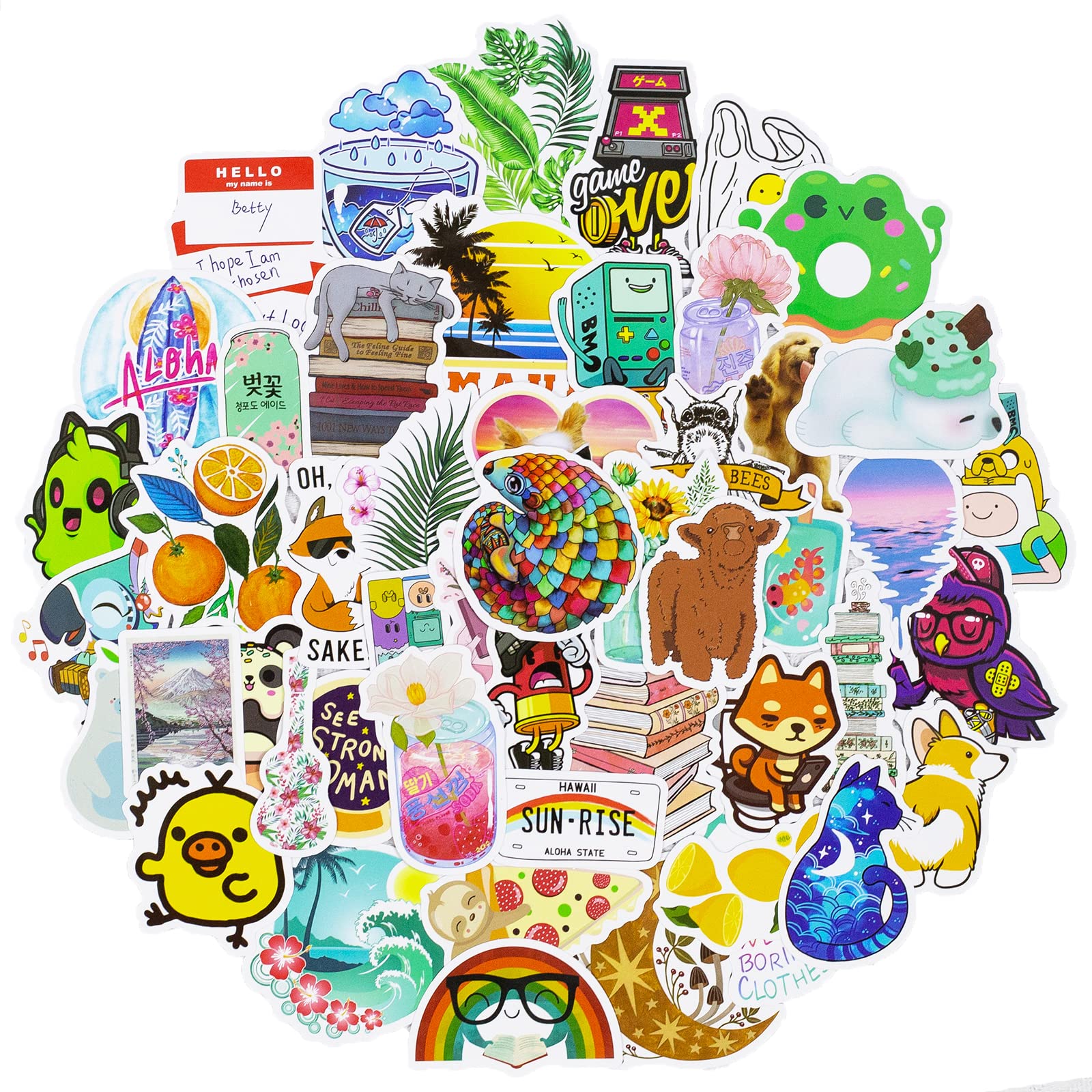 50pcs Waterproof Anime Stickers - Cute Aesthetic Vinyl Decals for Water Bottles, Laptops & DIY Crafts | Funny Original Desktop Stickers Pack for Teens, School & Office Decor