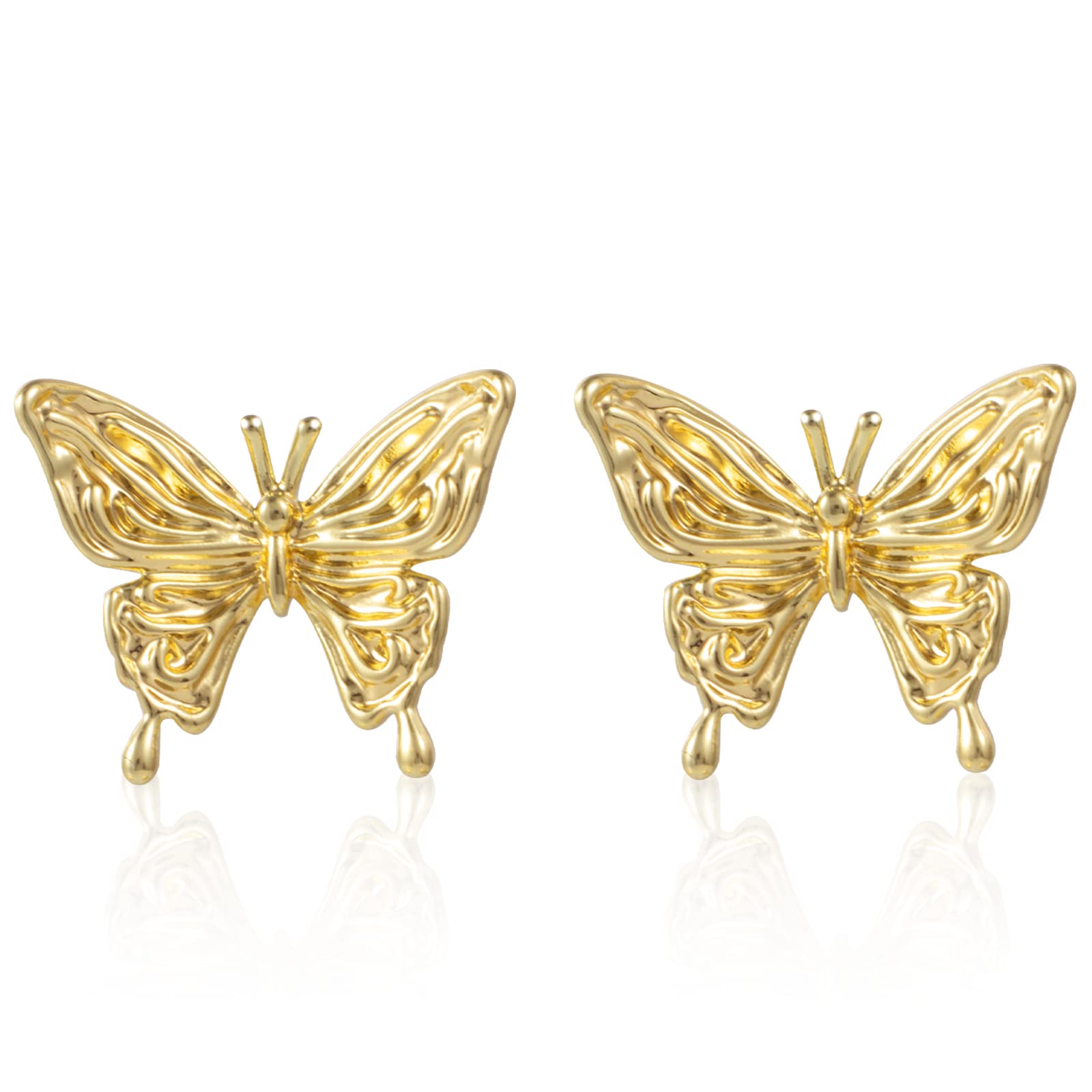 14K Gold Plated Dainty Butterfly Stud Earrings for Women - Elegant Animal Shaped Fashion Jewelry, Perfect Gift for Girls (Ideal for Daily Wear, Parties & Special Occasions)