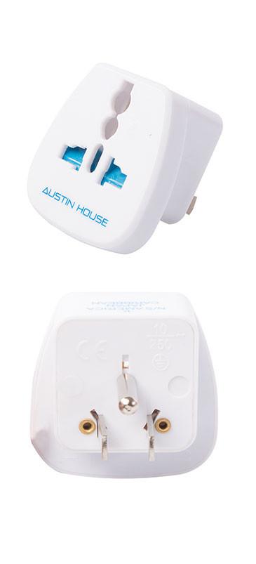 Grounded Adapter Plug (K) by Austin House - 3-Prong Outlet Converter for US, Europe, Asia - Perfect for Travel, Home & Office Use