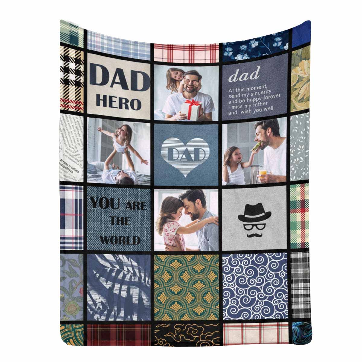 Personalized Dad Blanket - Custom Photo Throw Blanket for Father's Day & Birthday Gifts from Daughter or Son (60