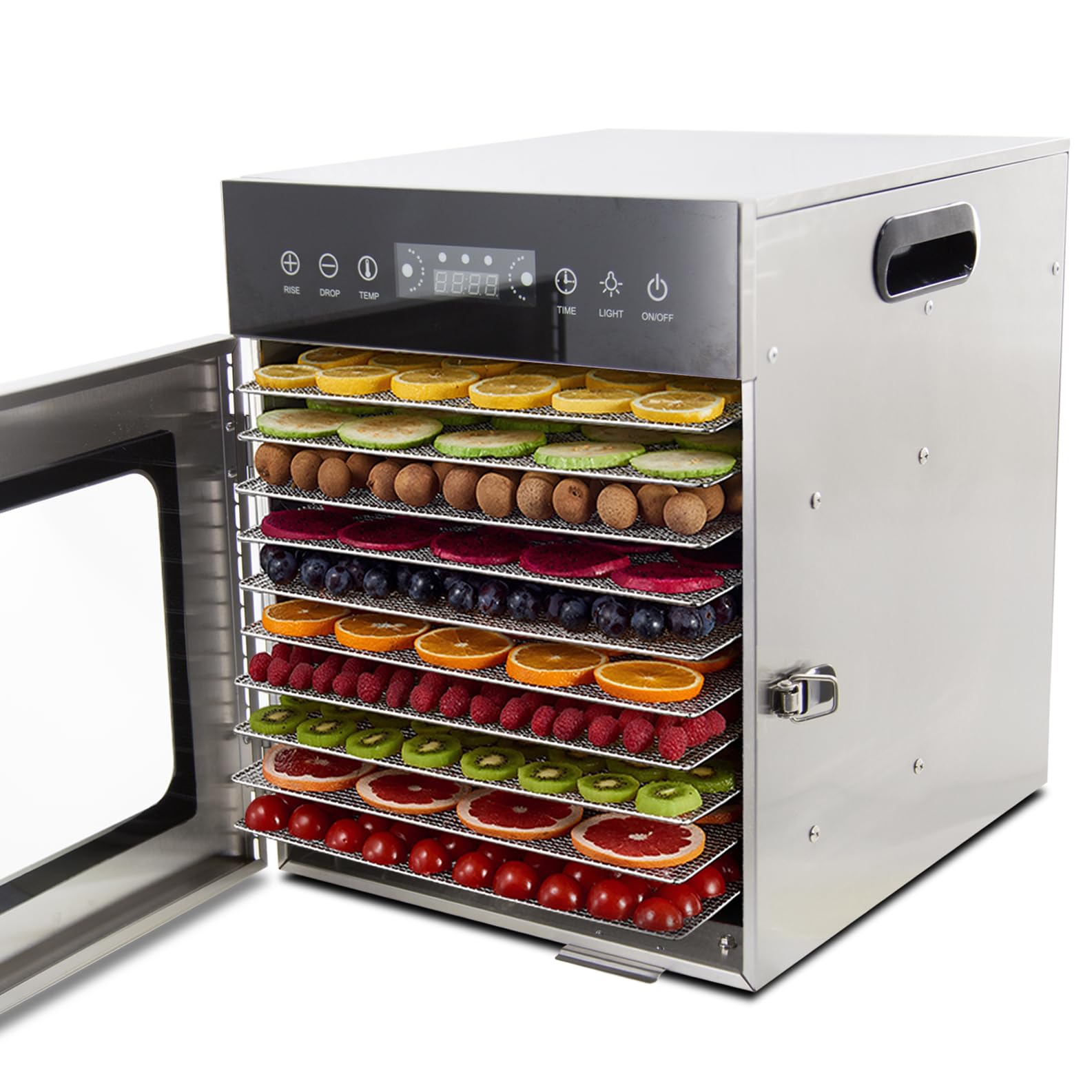 Premium 10-Tray Stainless Steel Food Dehydrator - Electric Drying Machine for Jerky, Meat, Herbs, Beef & Mushrooms | Perfect for Home Kitchen, Camping & Healthy Snack Preparation