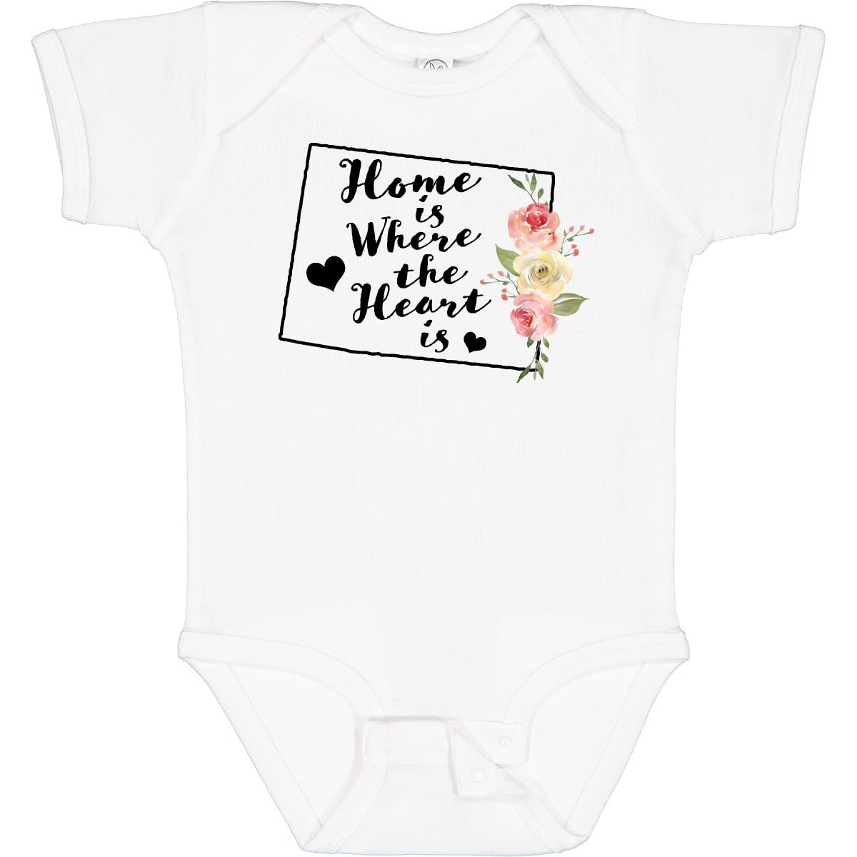Inktastic Wyoming Home is Where The Heart is Watercolor Baby Bodysuit - Soft Cotton Onesie for Newborns & Infants, Perfect for Family Photos, Gifts & Everyday Wear