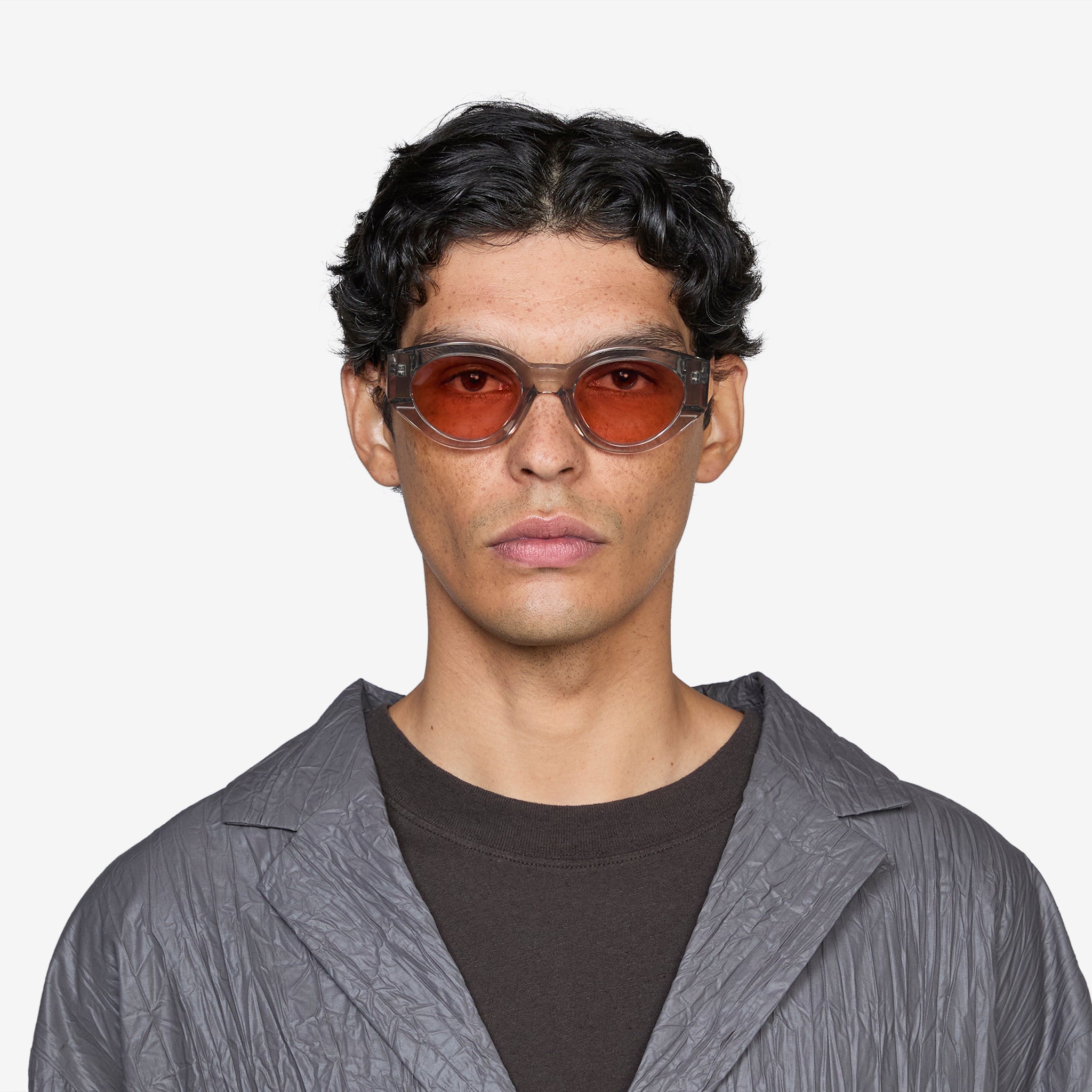 Polly Grey Orange Solid Lens Sunglasses - UV Protection, Polarized, Fashionable for Men & Women - Perfect for Driving, Beach, Outdoor Activities