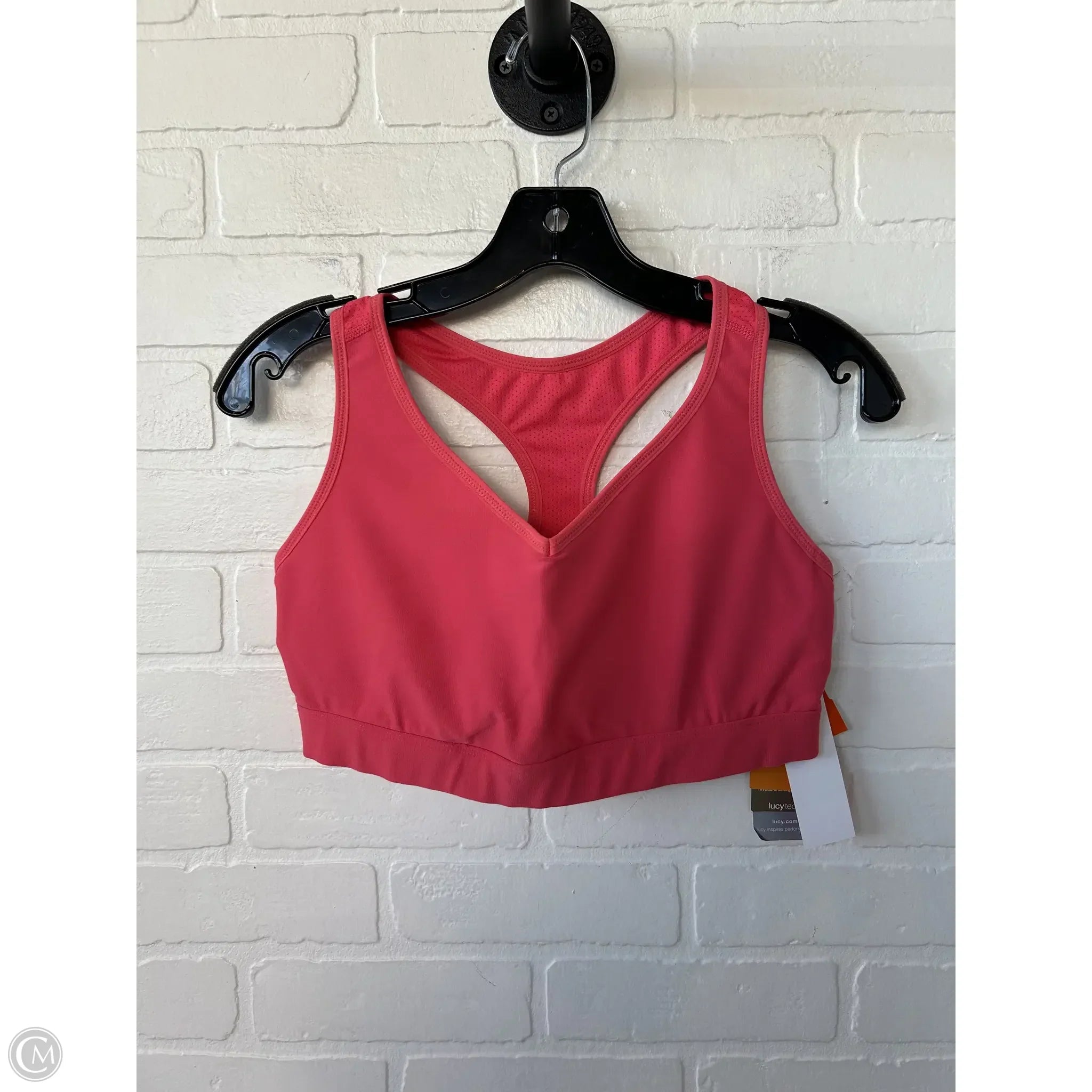 **Lucy Women's Coral Athletic Sports Bra - Size Large - High Support Workout, Running & Yoga Top**