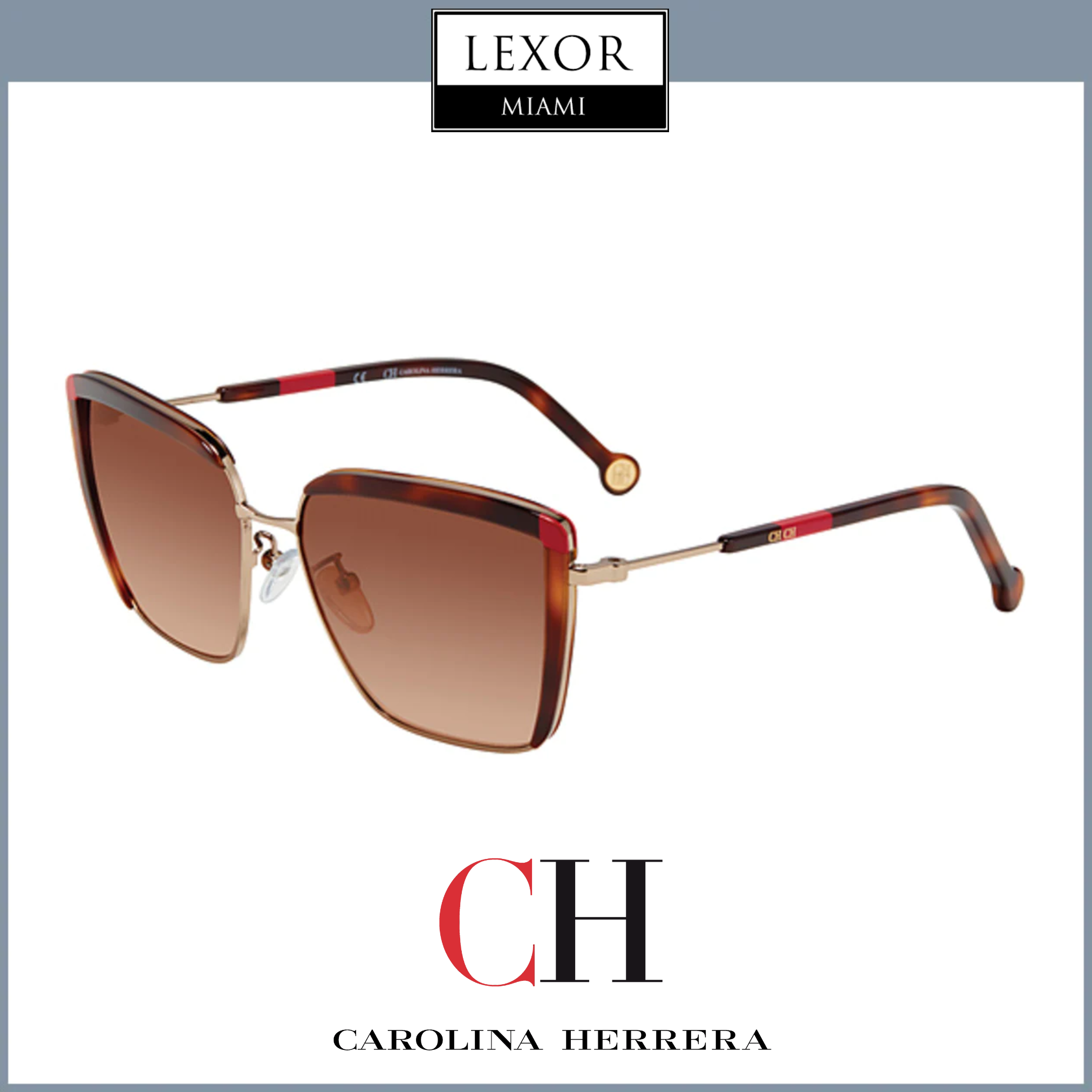 Carolina Herrera SHE148 08FE Women's Designer Sunglasses - UV Protection, Fashionable & Lightweight for Outdoor Activities, Beach, and Driving