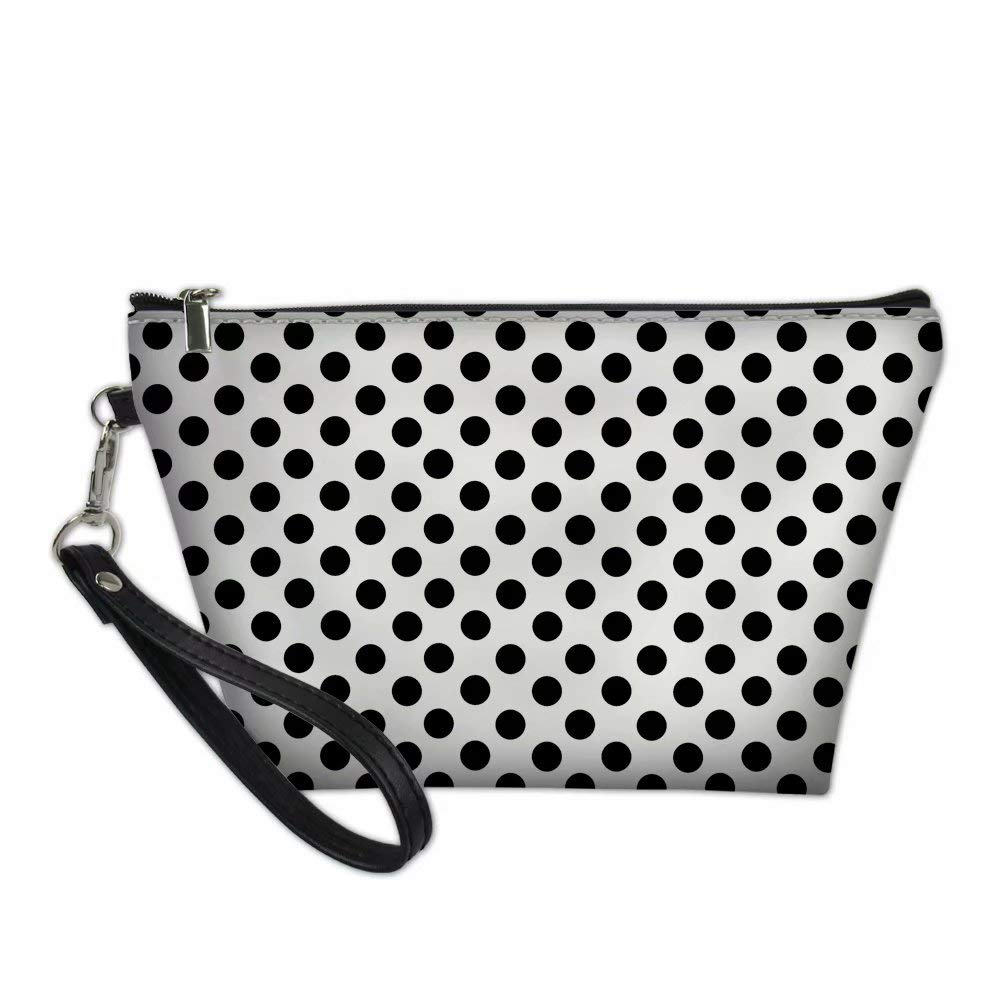 Stylish White and Black Polka Dot Clutch Toiletry Bag - Waterproof Travel Cosmetic Makeup Case for Women | Perfect for Vacation, Gym, and Everyday Essentials Organization
