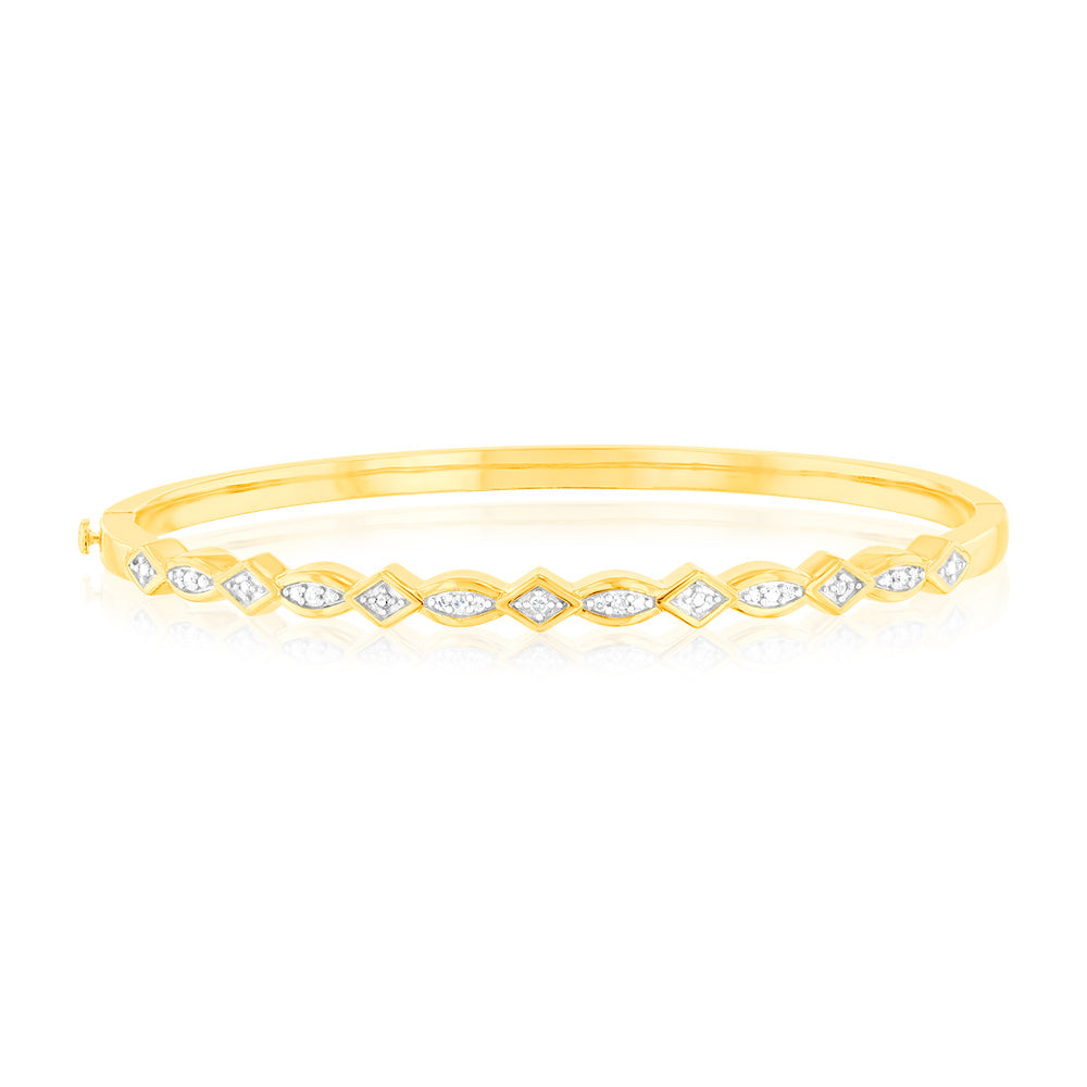 19 Diamonds Gold Plated Silver Fancy Bangle Bracelet - Elegant Jewelry for Parties, Weddings & Special Occasions