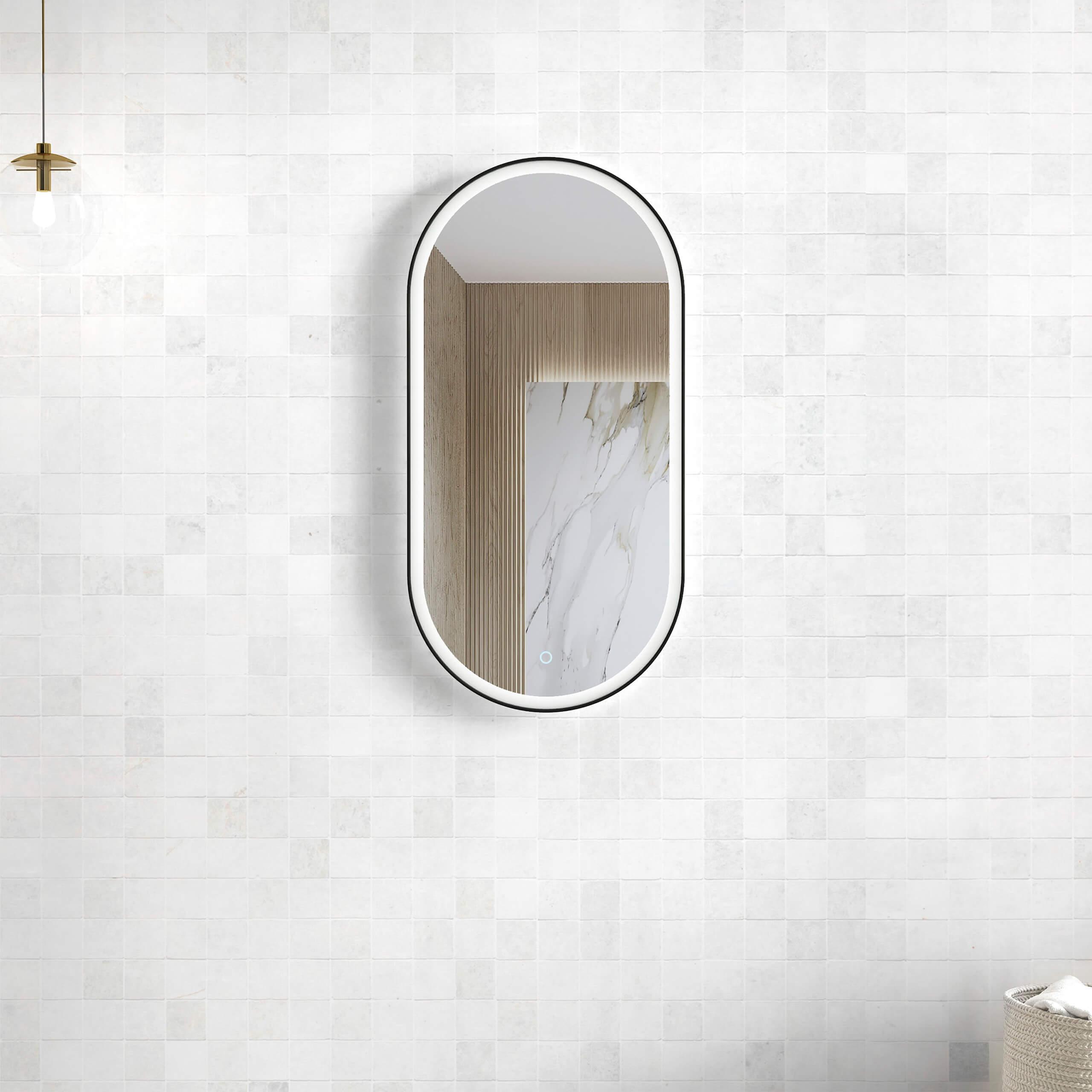 Metal Framed LED Mirror 35.4x17.7 Inch Oval - Daylight 6000K Matte Black - Perfect for Bathroom Vanity, Dressing Room & Modern Home Decor