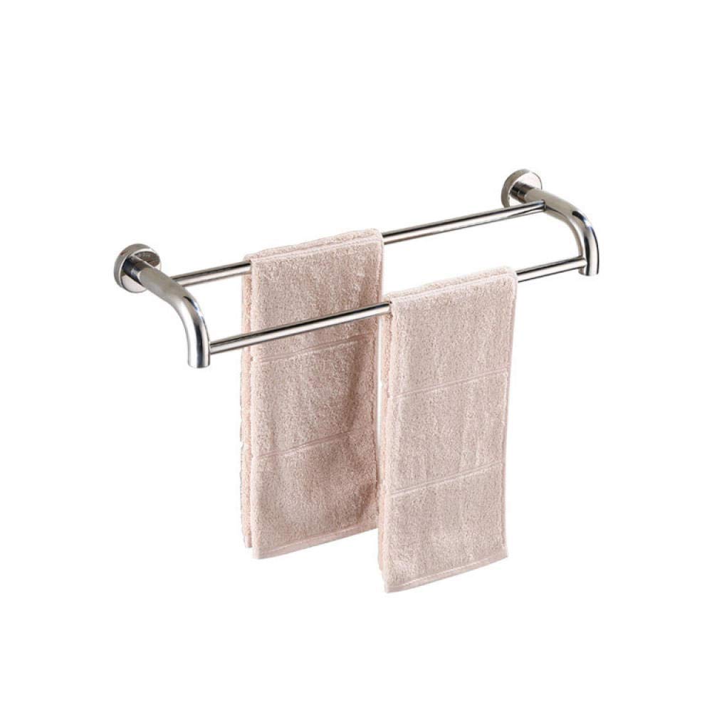 Stainless Steel Double Rod Wall Mounted Towel Rack - SUS304 Rustproof Bathroom Towel Holder for Home & Hotel - Space Saving Towel Storage Solution for Bathroom, Kitchen, Laundry Room & Dormitory