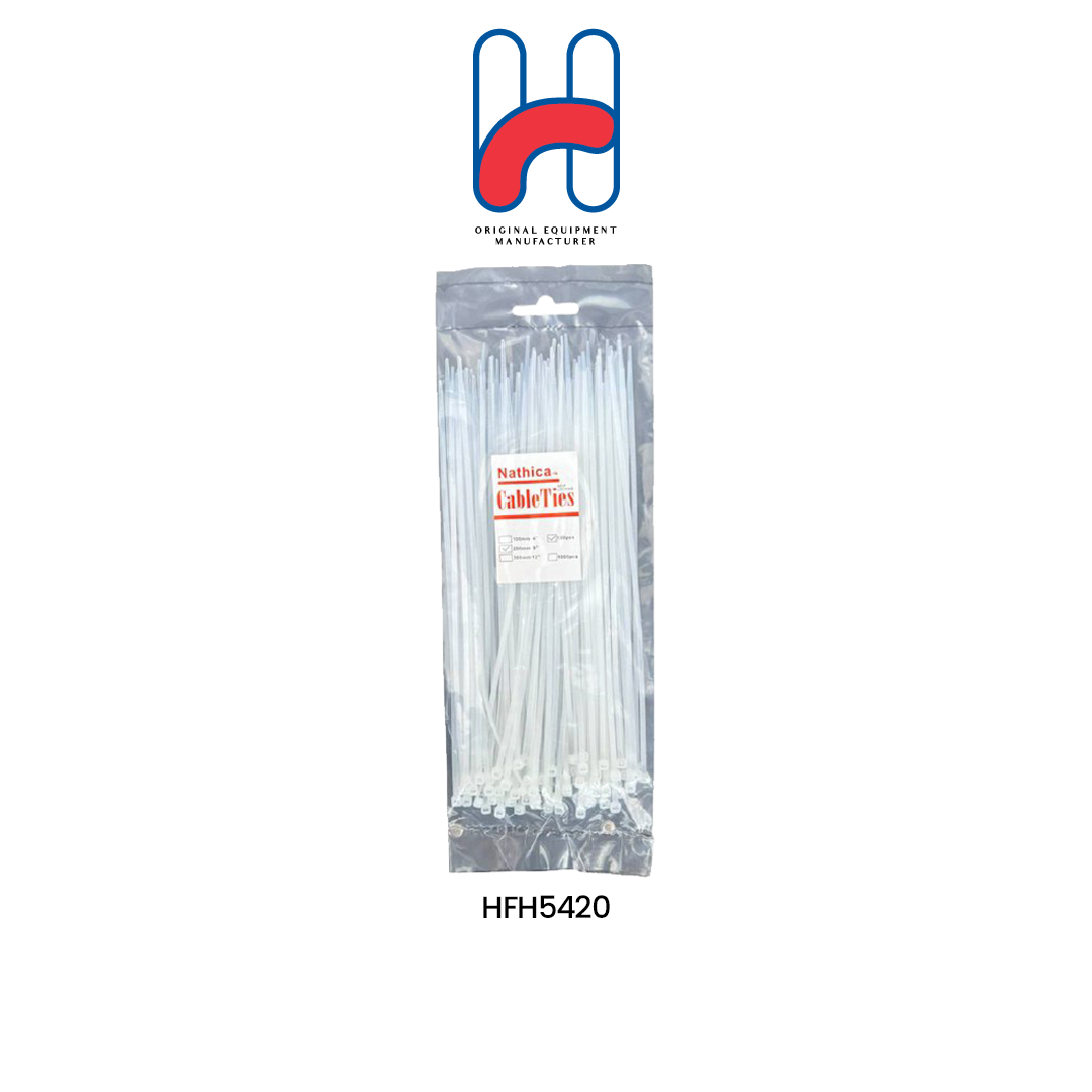 Heavy Duty 2.5x200mm White Cable Ties (100-Pack) - Nylon Wire Ties for Organizing Cords, Wires & DIY Projects - Perfect for Home, Office & Industrial Use (HFH5420)