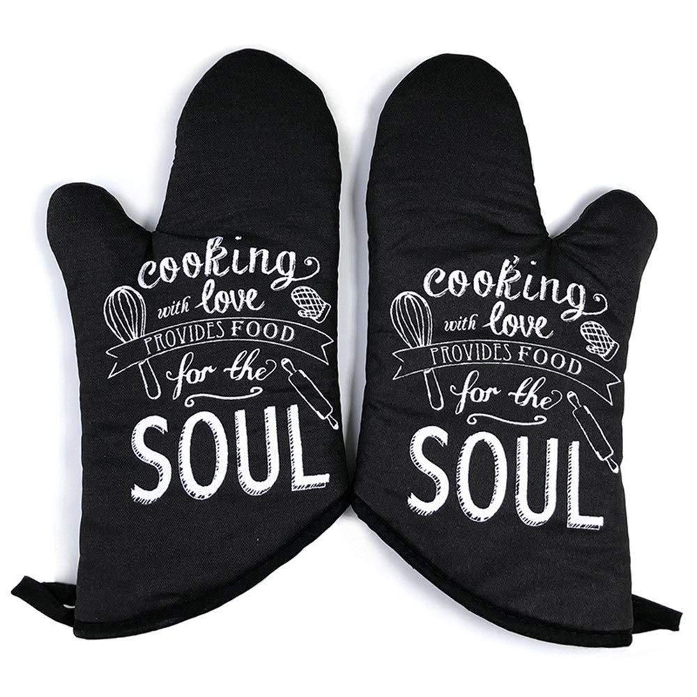 Heat Resistant Oven Mitts - Premium Kitchen Gloves & Pot Holders for Baking, Grilling & Microwave Use - Durable BBQ Mittens Set of 2 - Perfect Housewarming & Christmas Gift for Home Cooks