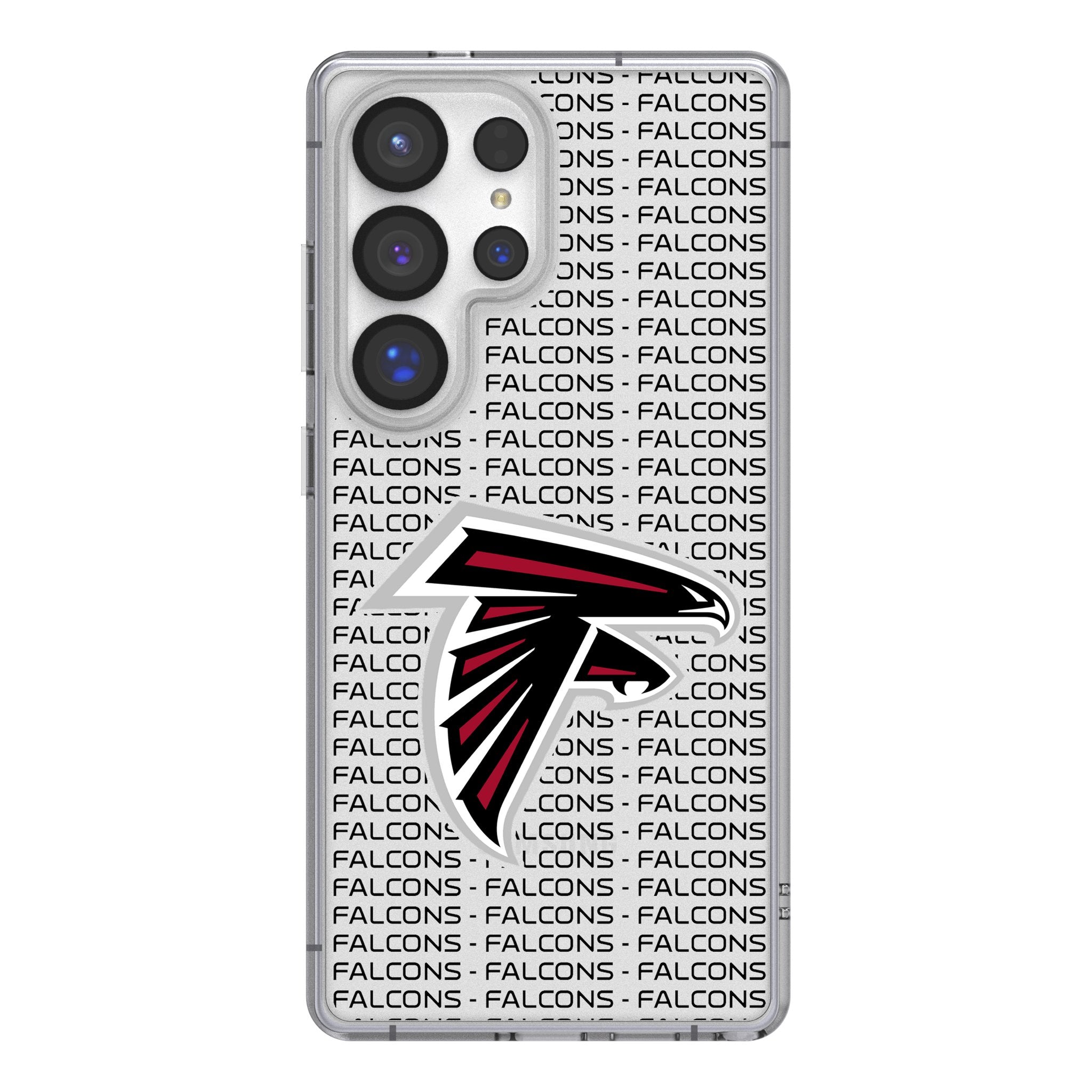 Atlanta Falcons Clear Phone Case for Samsung Galaxy - Durable Text Backdrop Design - Perfect for Falcons Fans & Game Day Support