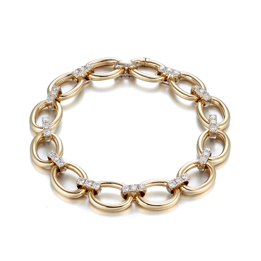 Luxury 14K Gold & Diamond Link Bracelet for Women - Elegant Tennis Chain Jewelry Gift for Anniversary, Birthday & Special Occasions