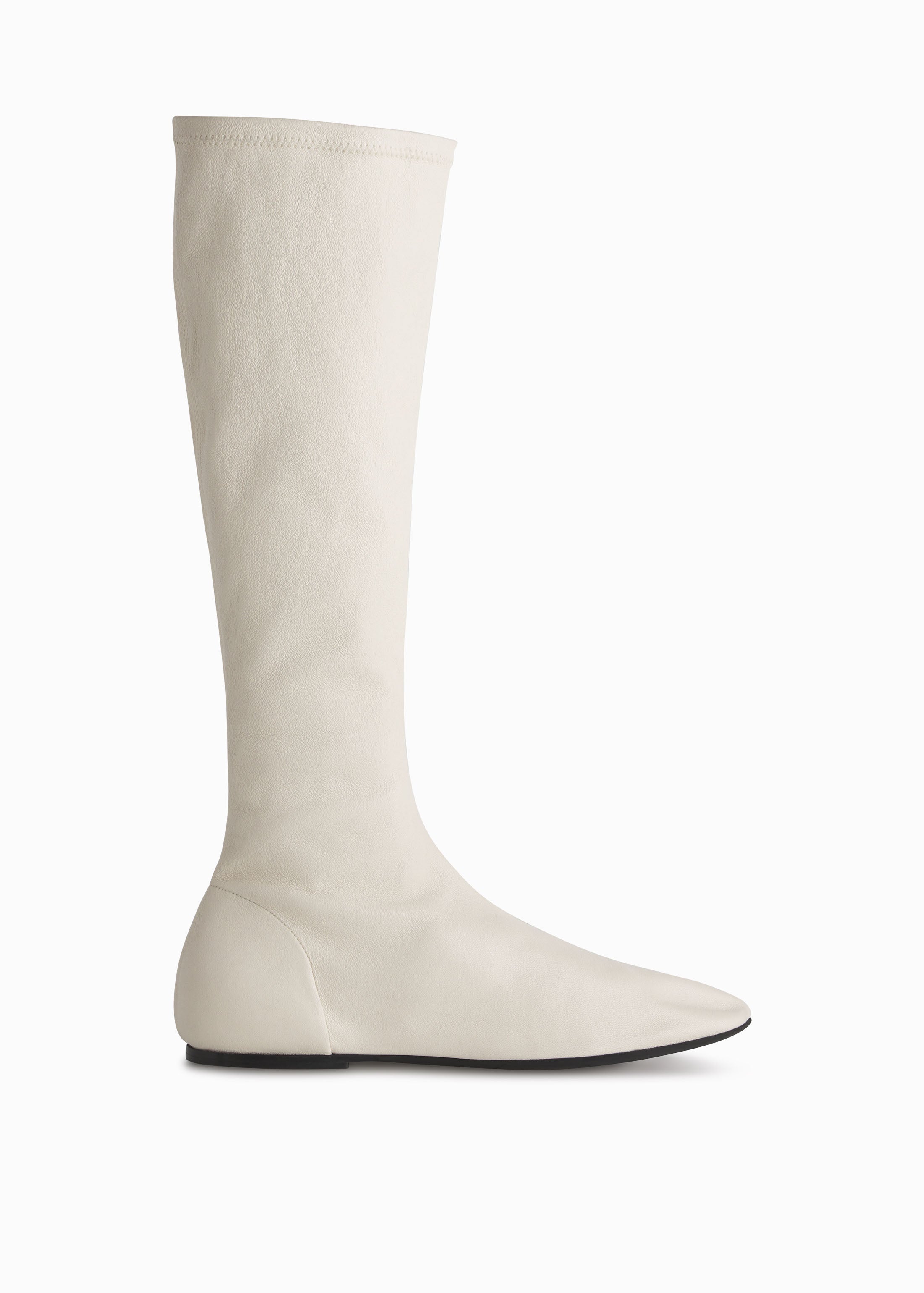 Ivory Stretch Leather Knee High Boots for Women - Comfortable & Stylish Booties for Fall, Winter, and Party Wear