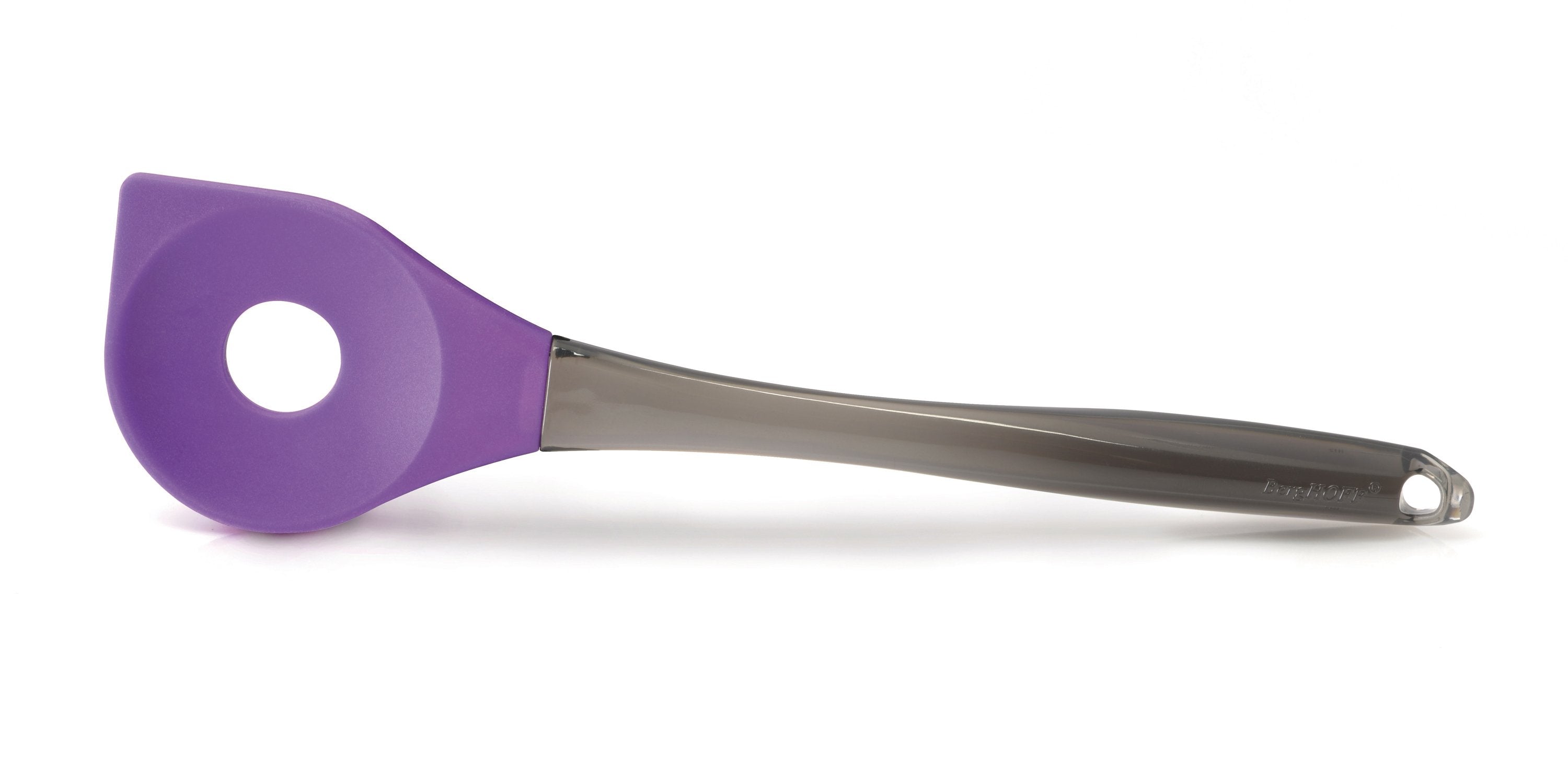 BergHOFF Geminis Silicone Salad Slotted Spoon - Heat-Resistant Kitchen Utensil for Mixing, Serving & Straining - Purple Cooking Tool for Pasta, Soup & Salad - Perfect for Home & Restaurant Use