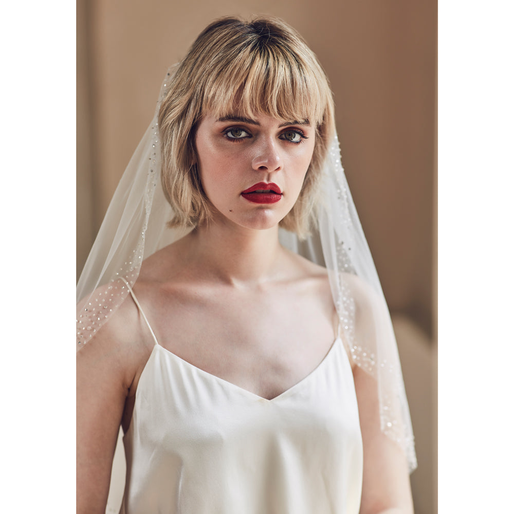 Foxglove Beaded Edge Veil - Elegant Wedding Accessory for Brides, Bridesmaids & Formal Events | Handmade Lace Trim with Delicate Beading