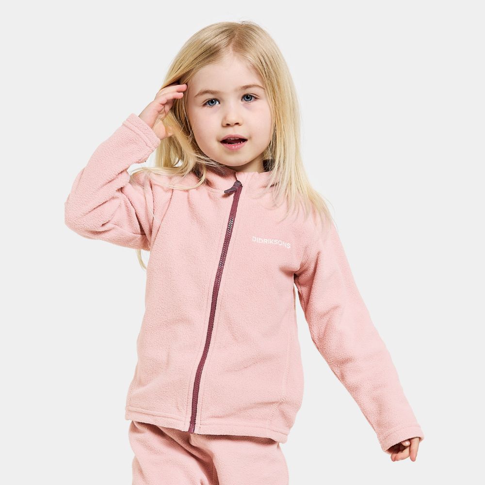 Didriksons Monte 10 Kids Fleece Jacket for Skiing & Winter Activities - Warm Dusty Pink Outerwear for Girls & Boys - Perfect for Snow Play, School & Outdoor Adventures