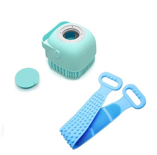 Shifra® 2 Pack Silicone Body Scrubber with Shampoo Dispenser - Exfoliating Bath Brush for Dead Skin Removal - Soft Double-Sided Skin Brush for Men & Women - Perfect for Shower & Spa (Multicolor)
