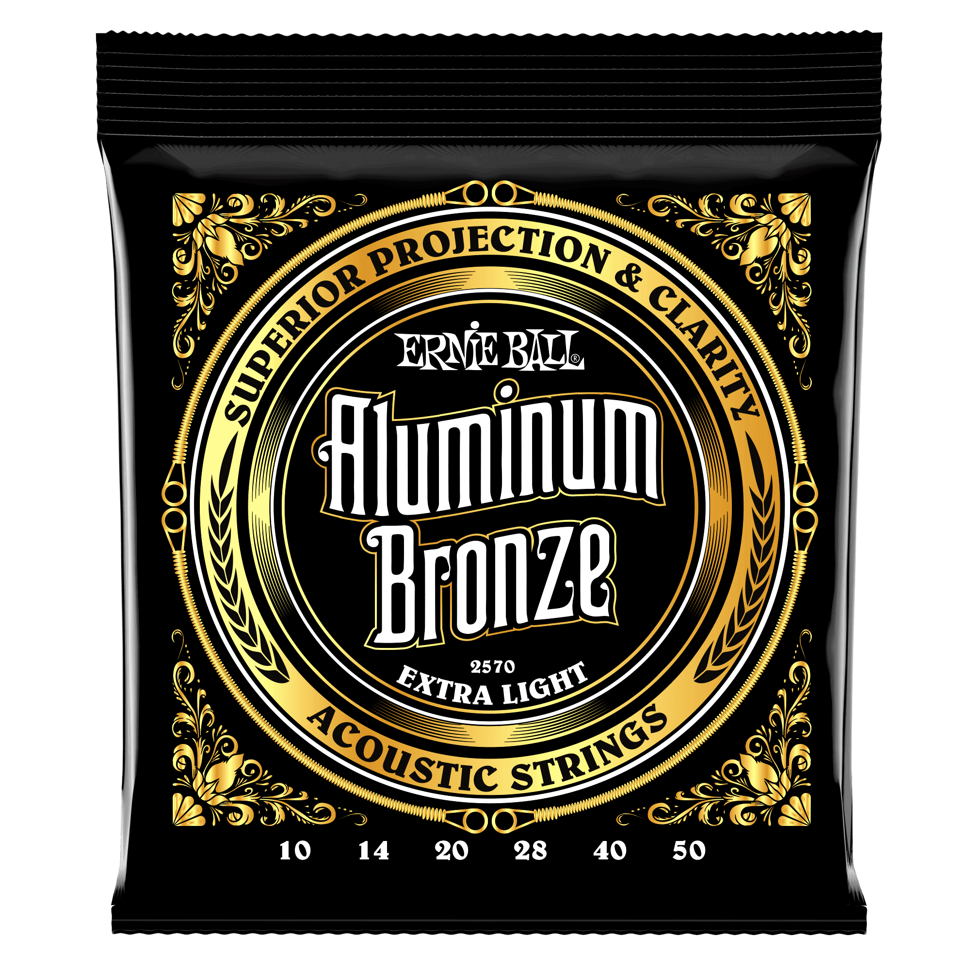 Ernie Ball Extra Light Aluminum Bronze Acoustic Guitar Strings 10-50 Gauge - Perfect for Fingerstyle & Light Strumming