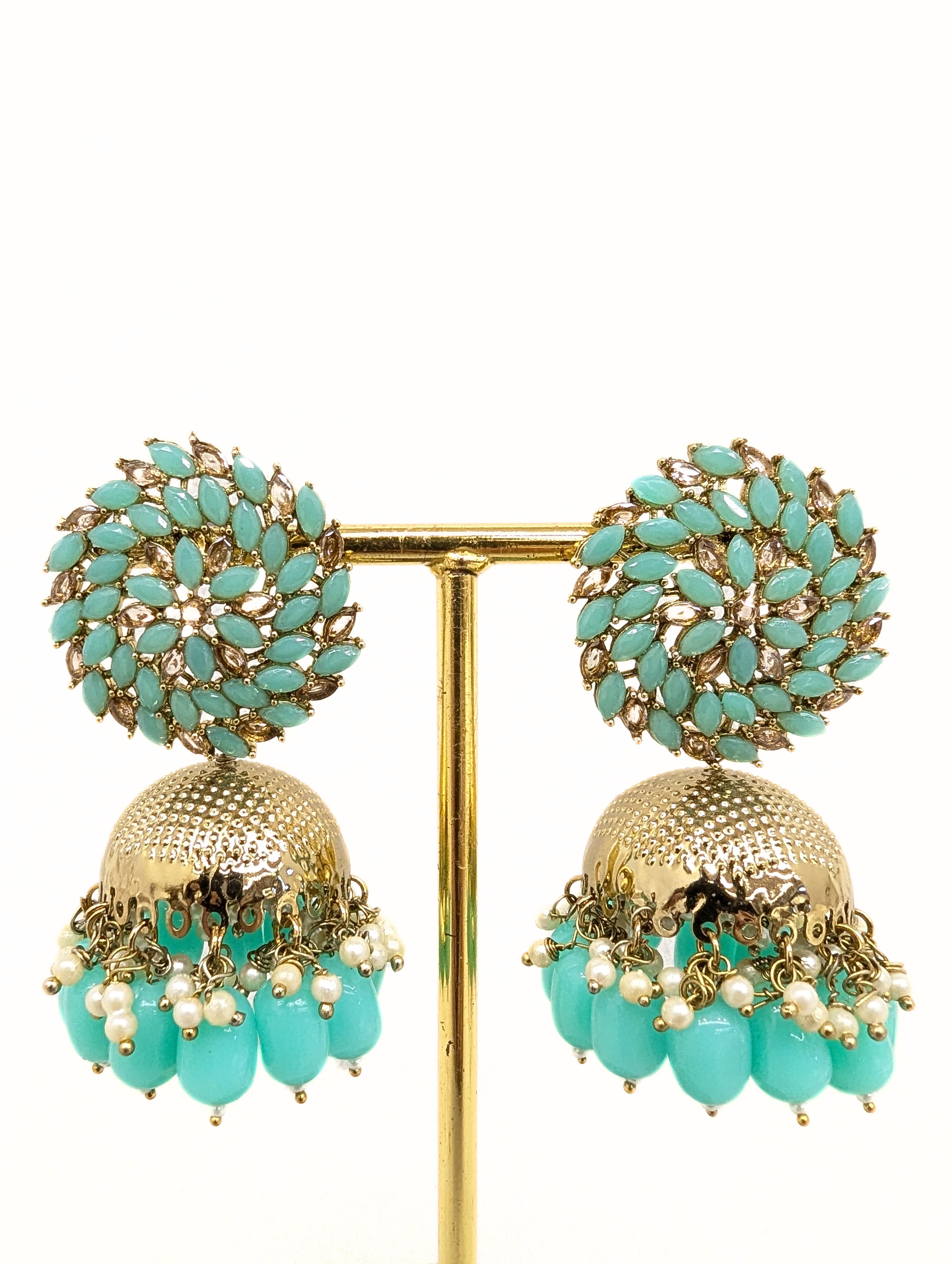 Komal Stone Jhummka Earrings – Handmade Ethnic Indian Jewelry for Women, Boho Chic Accessories | Perfect for Weddings, Parties & Festive Occasions