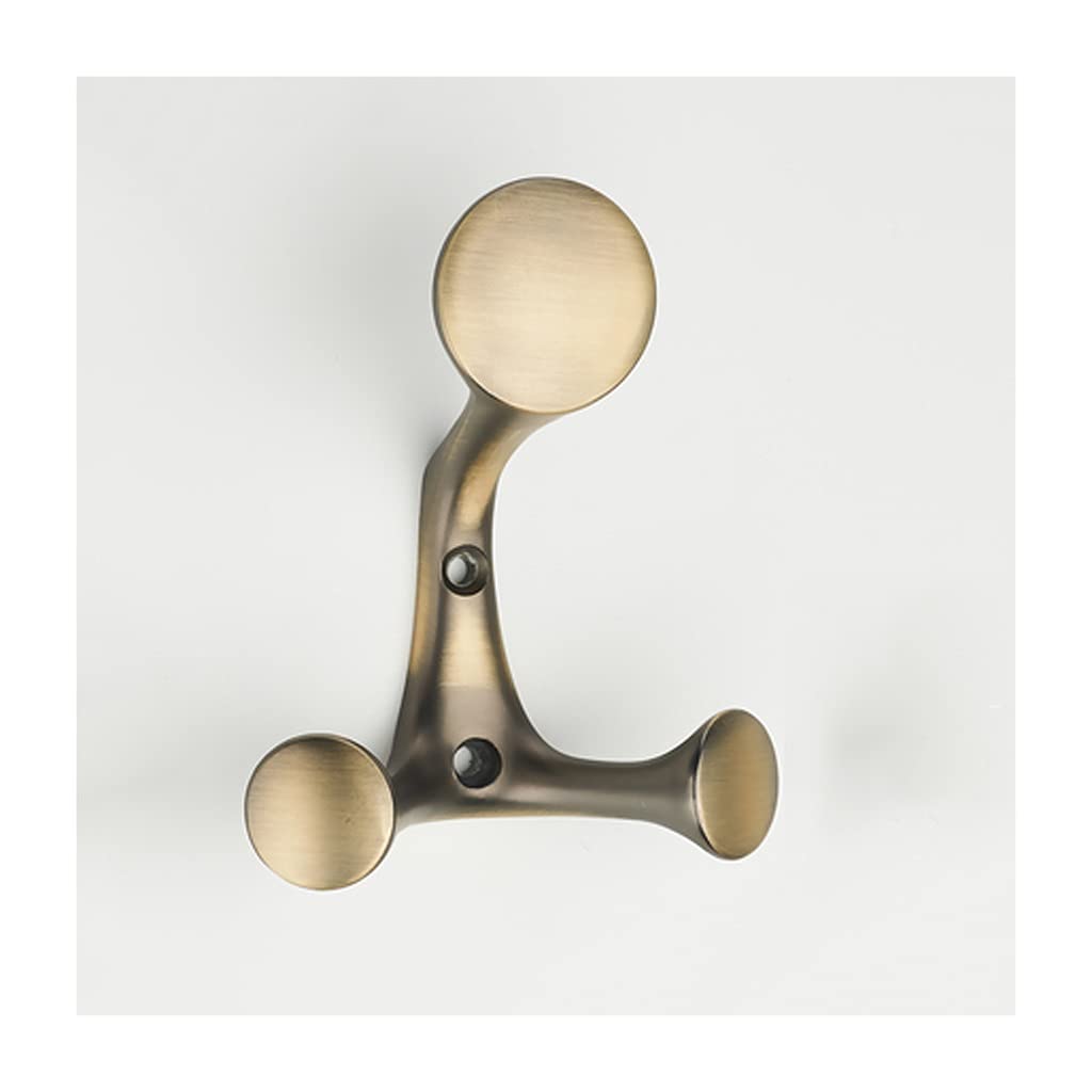 Premium Zinc Alloy Wall Mounted Coat Hook - 4 Inch Heavy Duty 3-Prong Hanger for Coats, Scarves, Bags, Towels & Hats - Space Saving Bronze Entryway Organizer for Home, Office & Dorm Room Decor