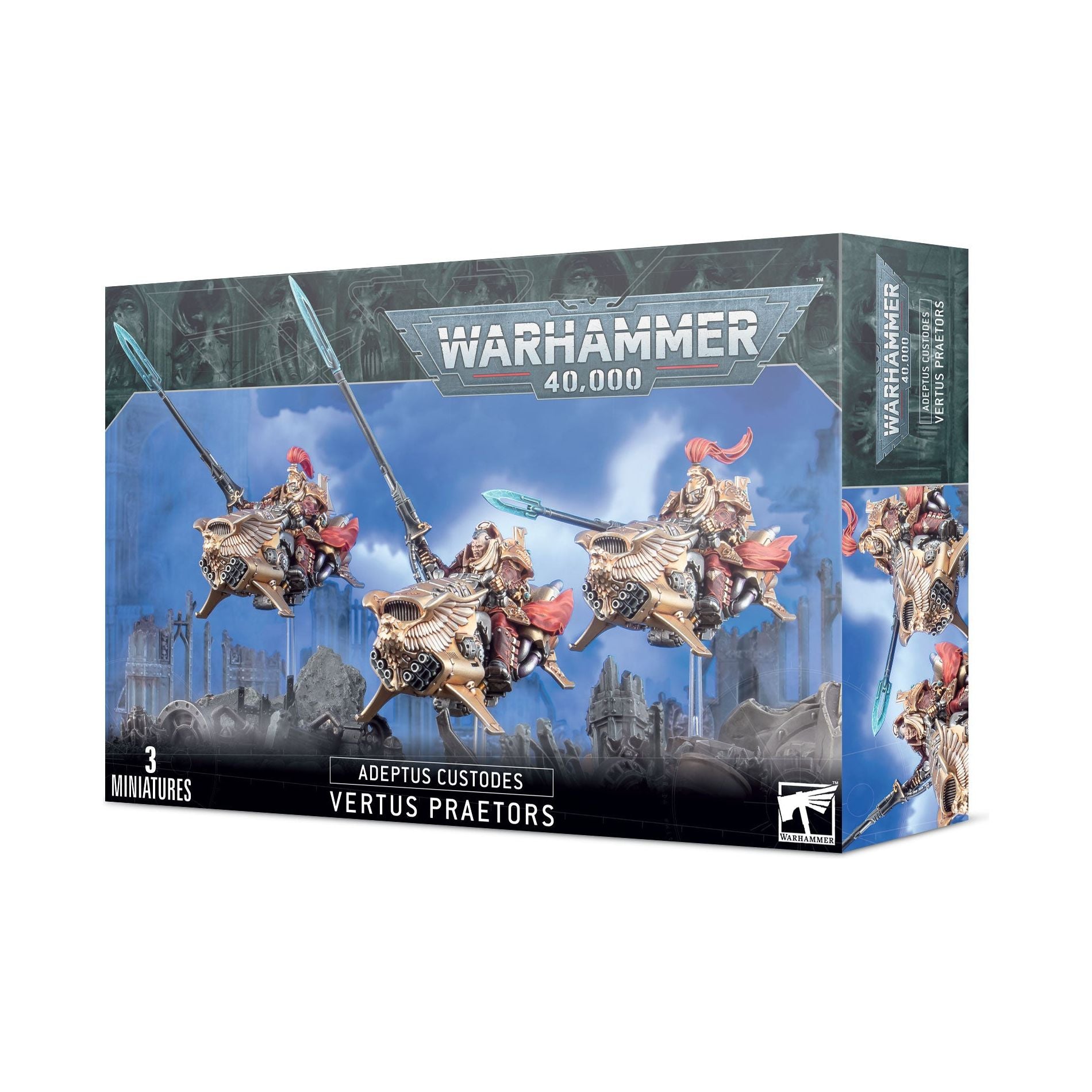 Adeptus Custodes Vertus Praetors - Warhammer 40K Golden Jetbike Cavalry Miniatures for Tabletop Gaming & Collectors | Perfect for Wargaming, Display & Painting Projects