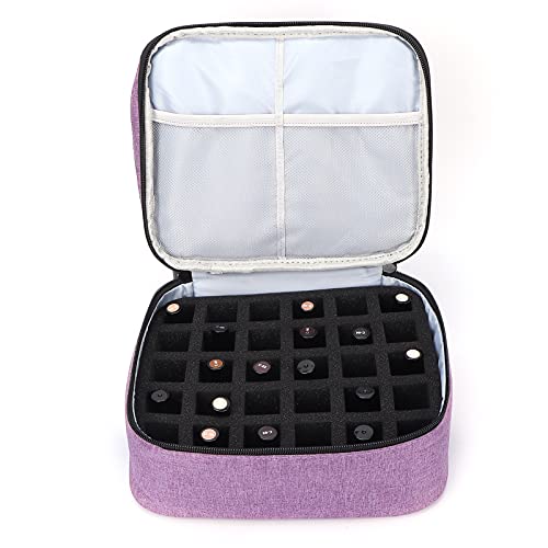 Large Capacity Nail Polish Organizer Case - Double Layer Oxford Cloth with Sponge Padding, Portable & Reusable Cosmetic Storage for Salon, Home or Travel (Purple) - Perfect for Nail Artists, Beauty Enthusiasts & Professional Stylists