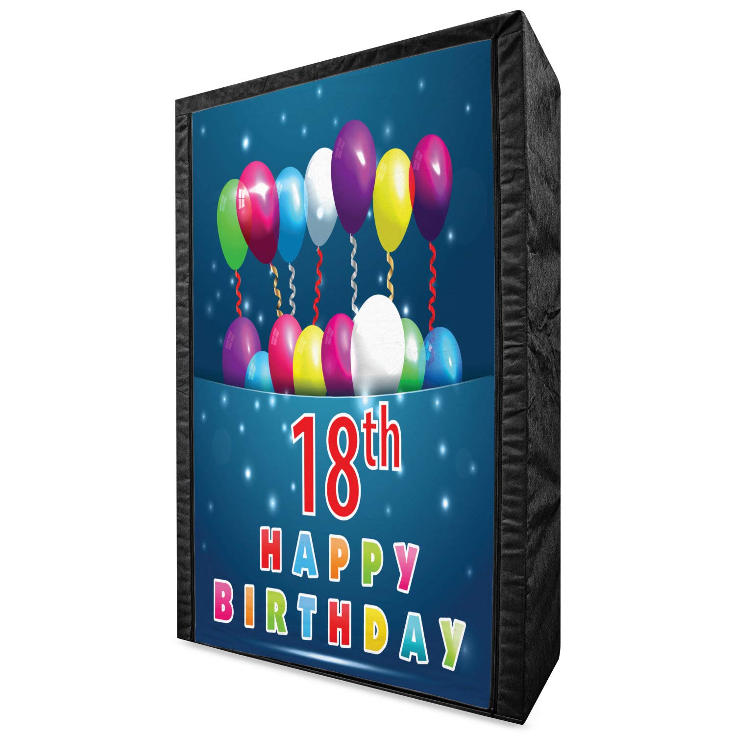 Ambesonne 18th Birthday Portable Fabric Wardrobe - Blue & White Clothing Organizer with Shelves, 42.5 Inch Party Storage Closet | Perfect for Teen Bedrooms, Dorm Rooms & Birthday Party Decorations
