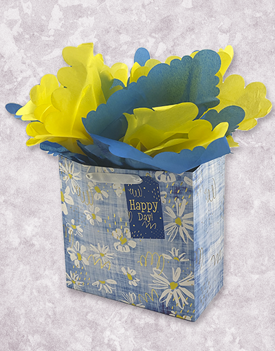 Denim Daisies Medium Square Gift Bags - Perfect for Birthday, Wedding, Baby Shower & Party Favors