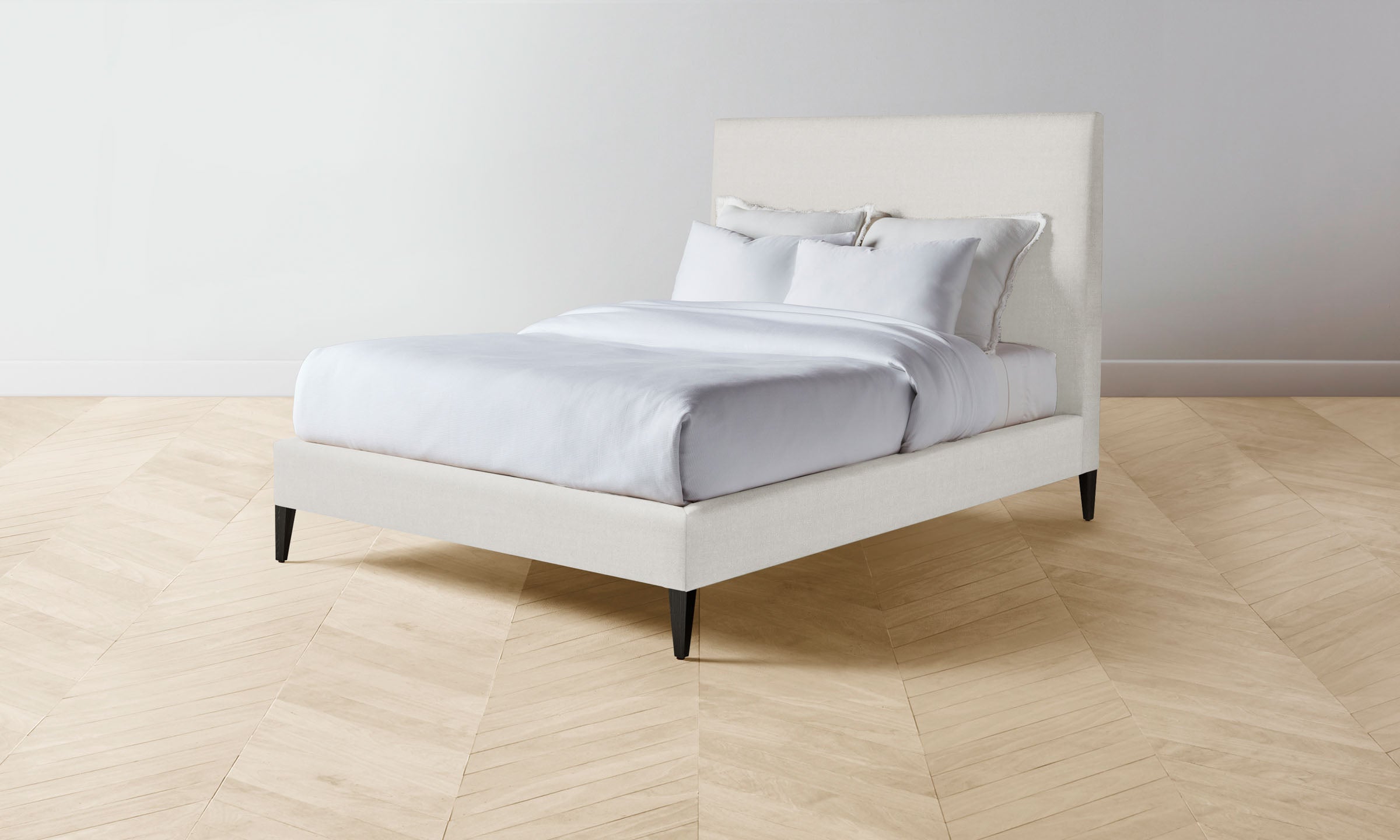 The Essex Bed - Premium Italian Brushed Wool Vanilla Bed Frame | Luxurious Bedroom Furniture for Modern Home Decor