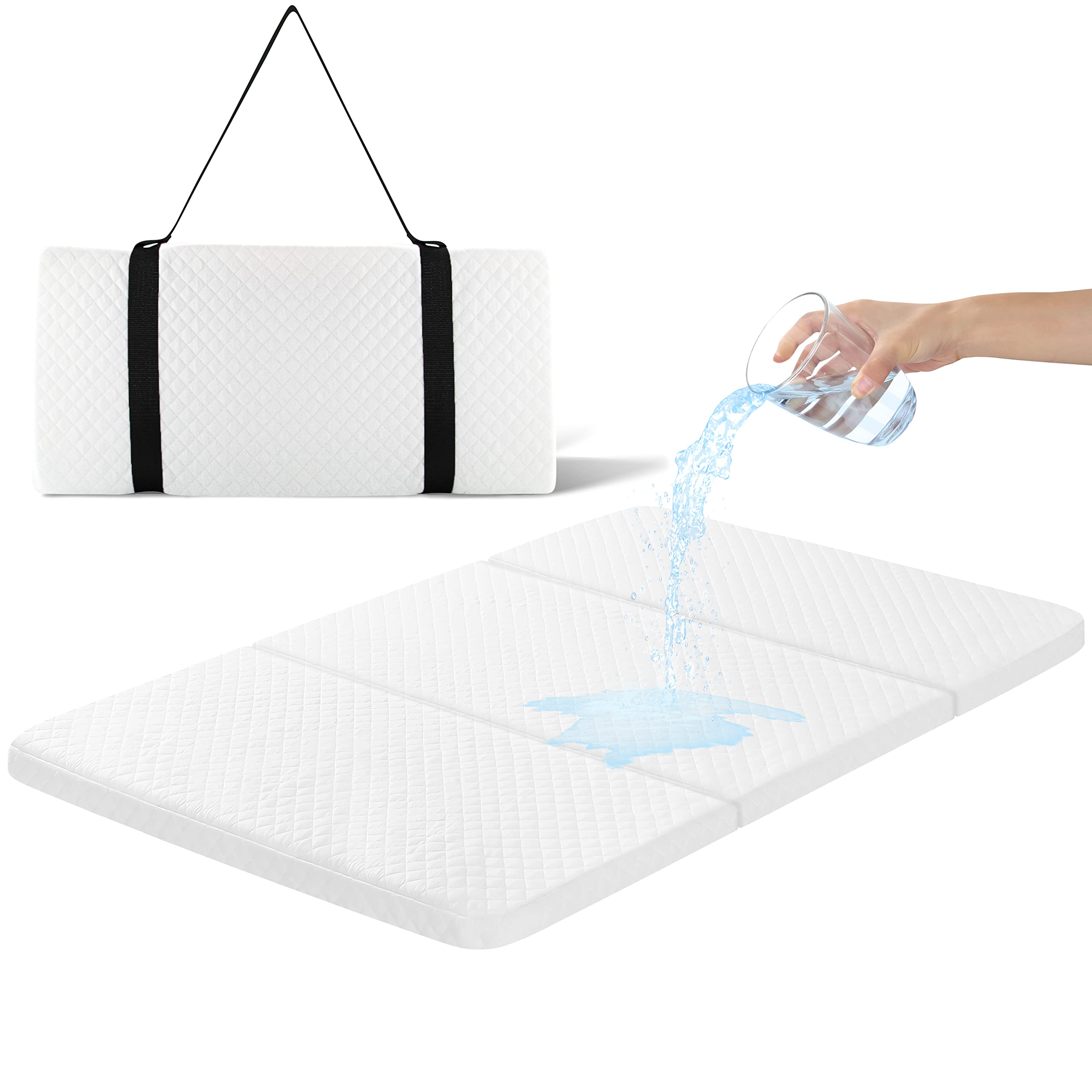 **Waterproof Tri-Fold Pack and Play Mattress - 38 x 26 Inch Portable Toddler Playpen & Mini Crib Mattress Pad - Foldable Travel Nap Mat for Daycare, Travel, and Home Use**