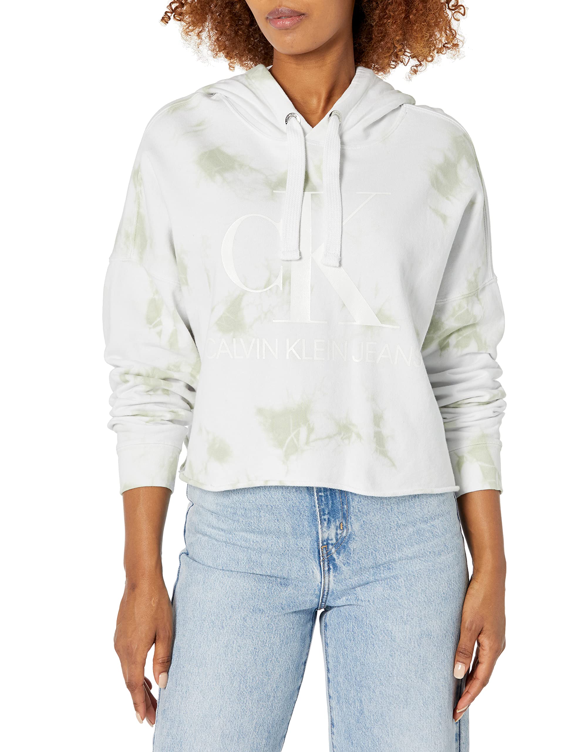 Calvin Klein Jeans Women's Cropped Hoodie Sweatshirt | Casual Pullover for Women | Perfect for Gym, Lounge & Streetwear Fashion