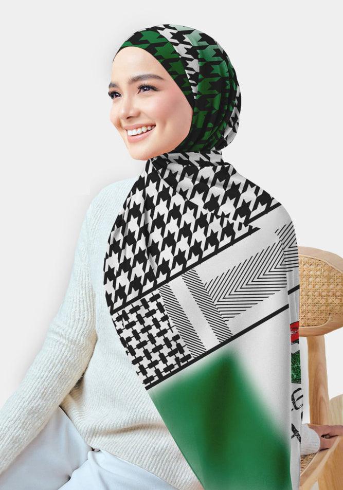Palestinian Flag Print Hijab Scarf - Modest Muslim Head Covering for Women - Perfect for Daily Wear, Prayer & Cultural Events